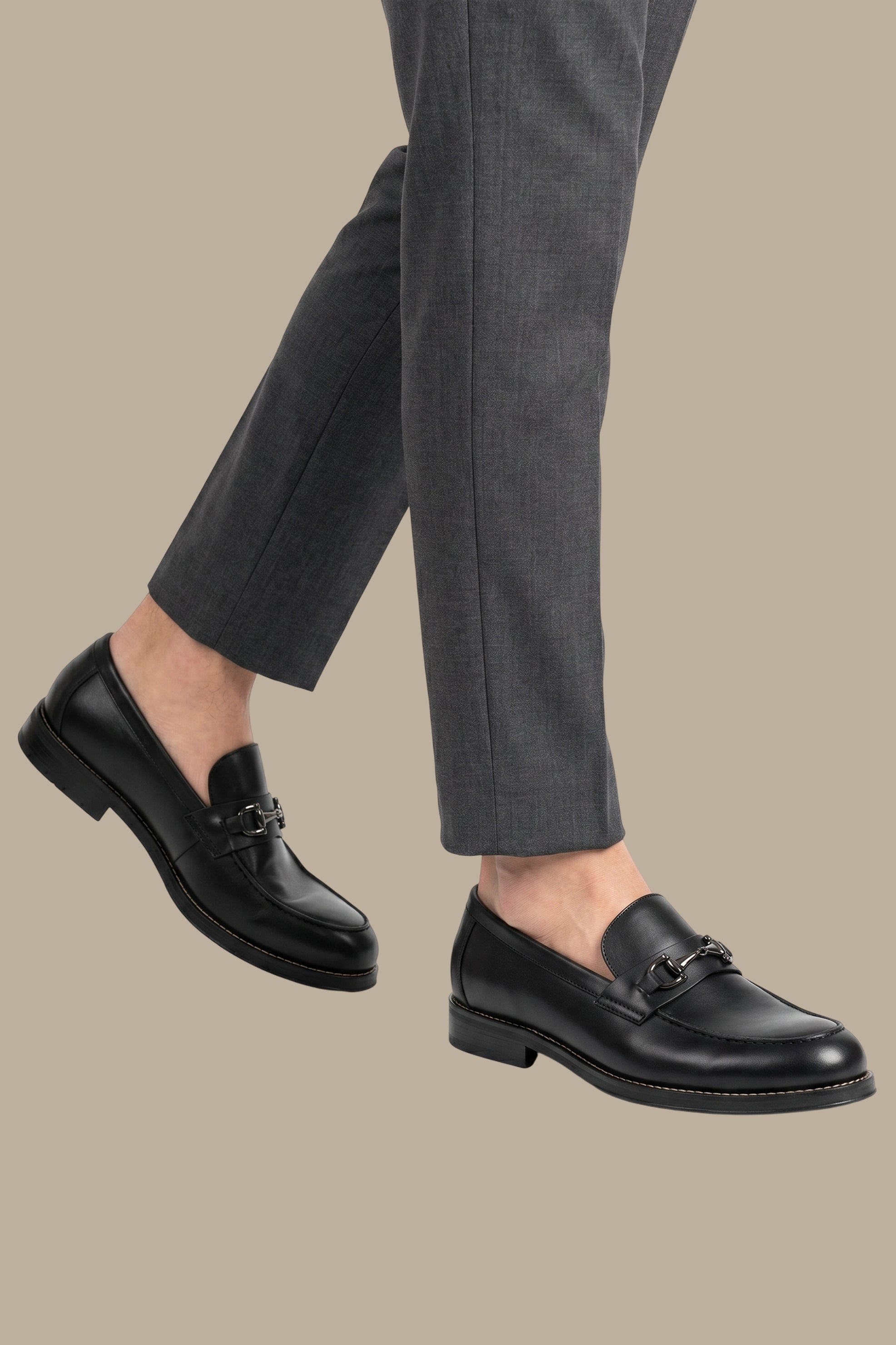 Black Leather Loafers with Appliqué