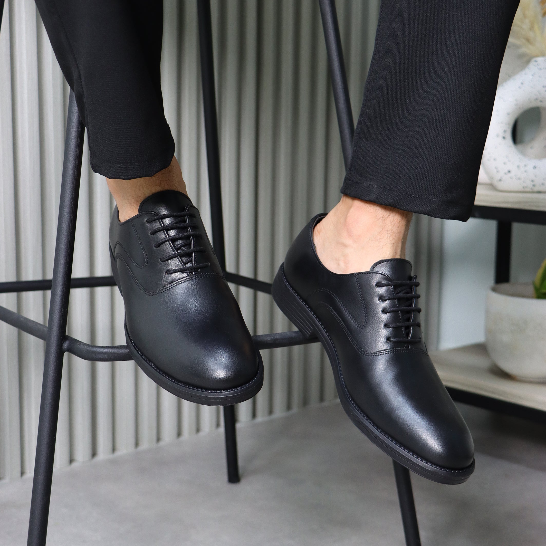 Classic Black Leather Dress Shoes