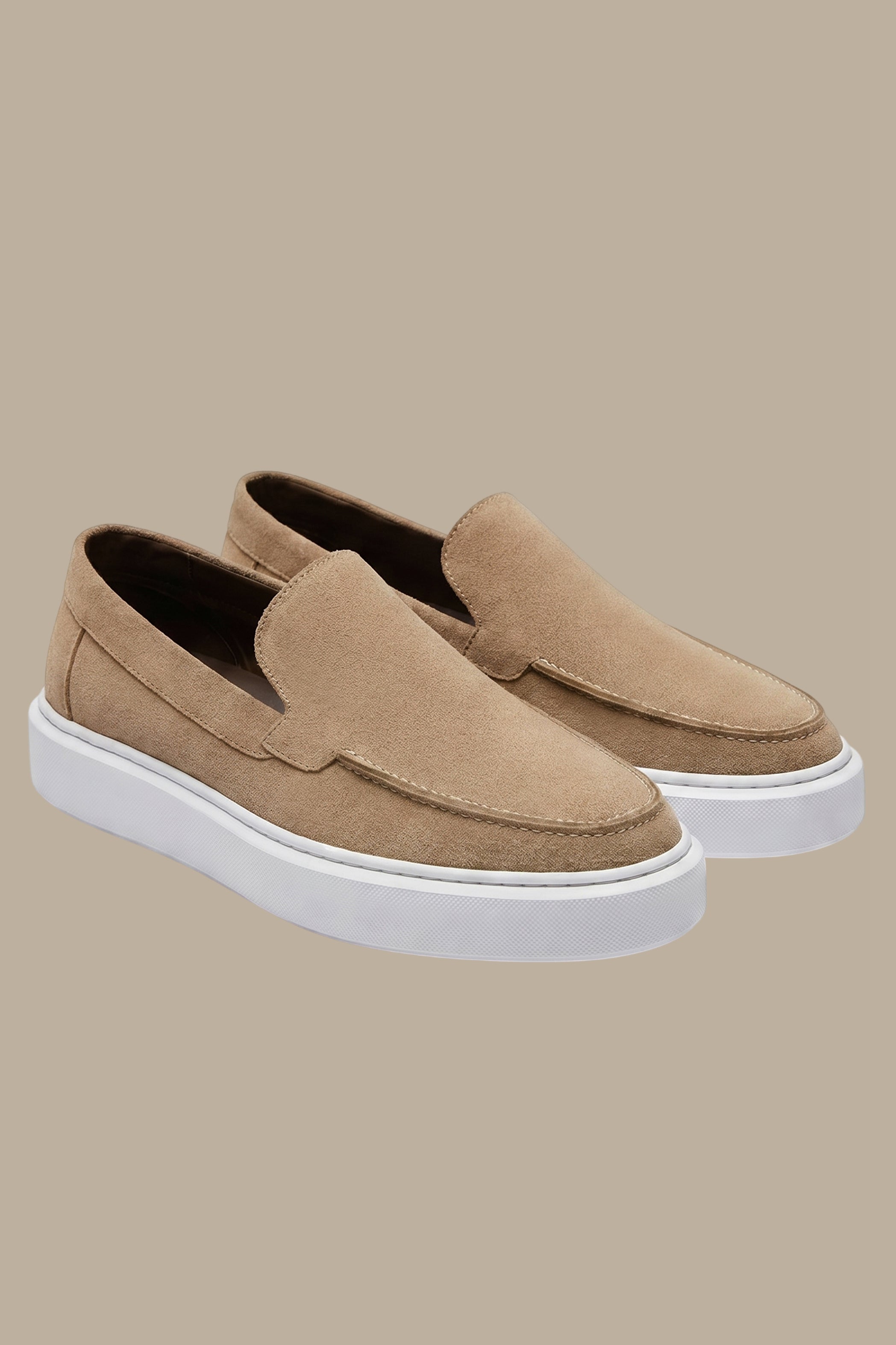 Beige Suede Casual Loafers