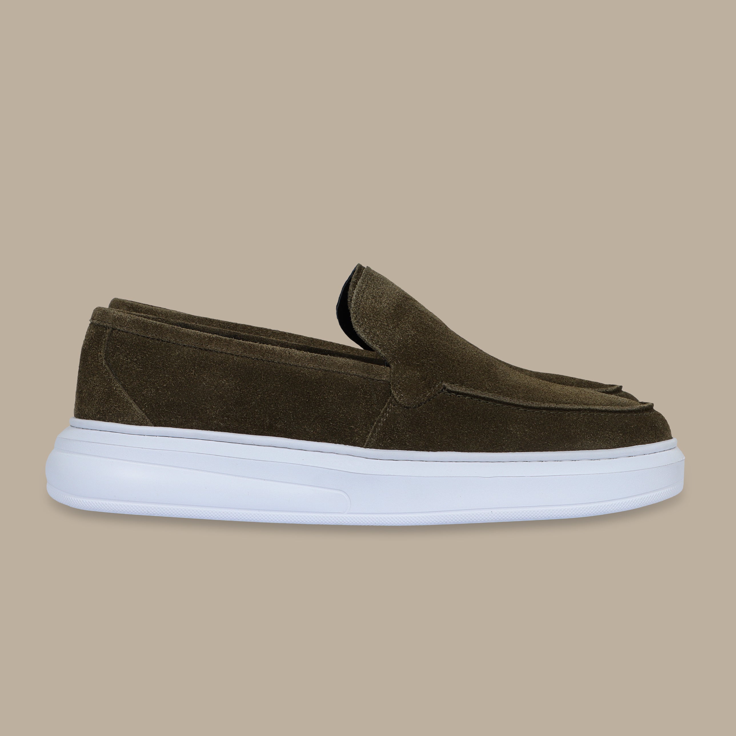 Olive Suede Casual Loafers