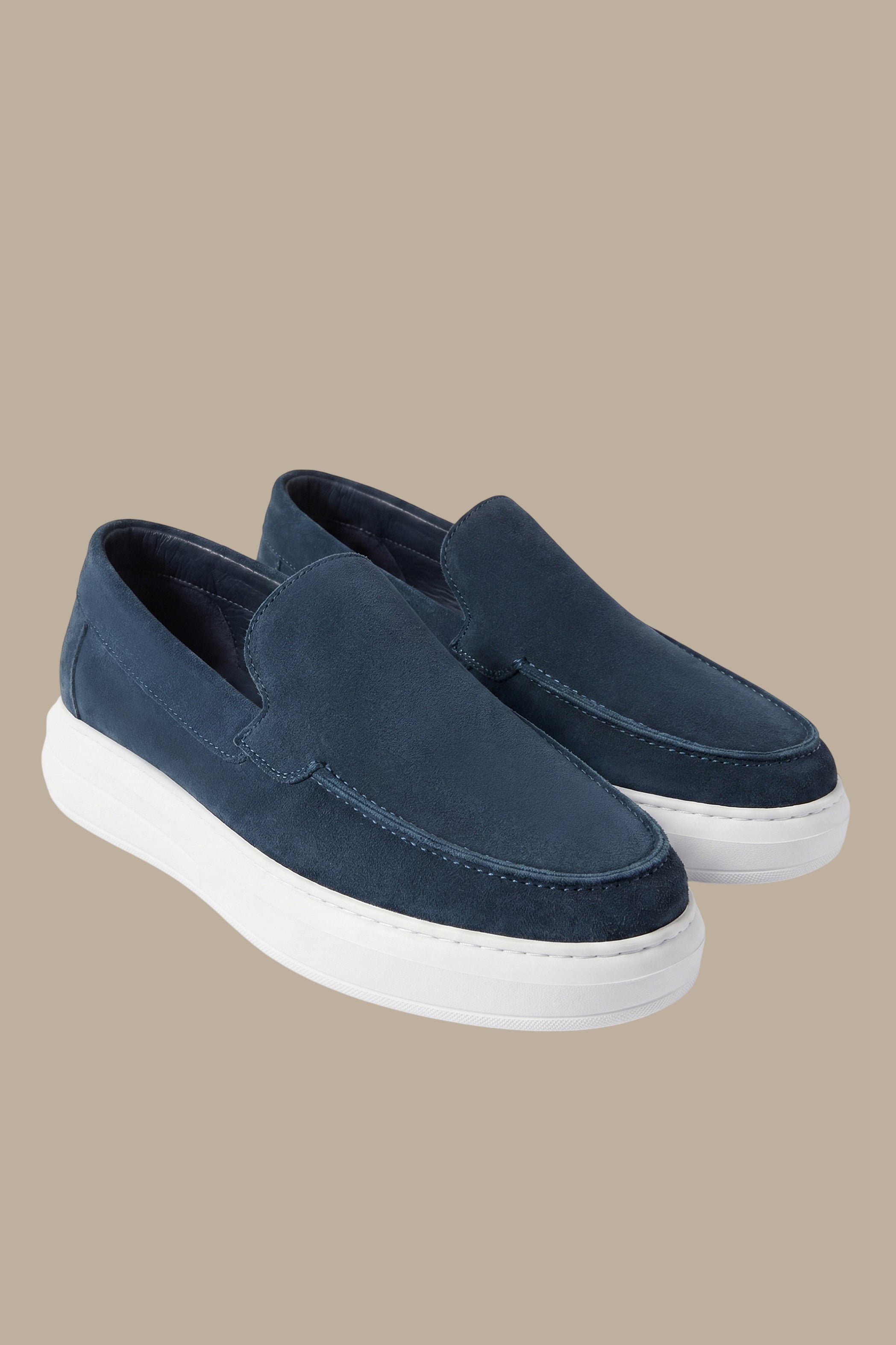 Navy Suede Casual Loafers