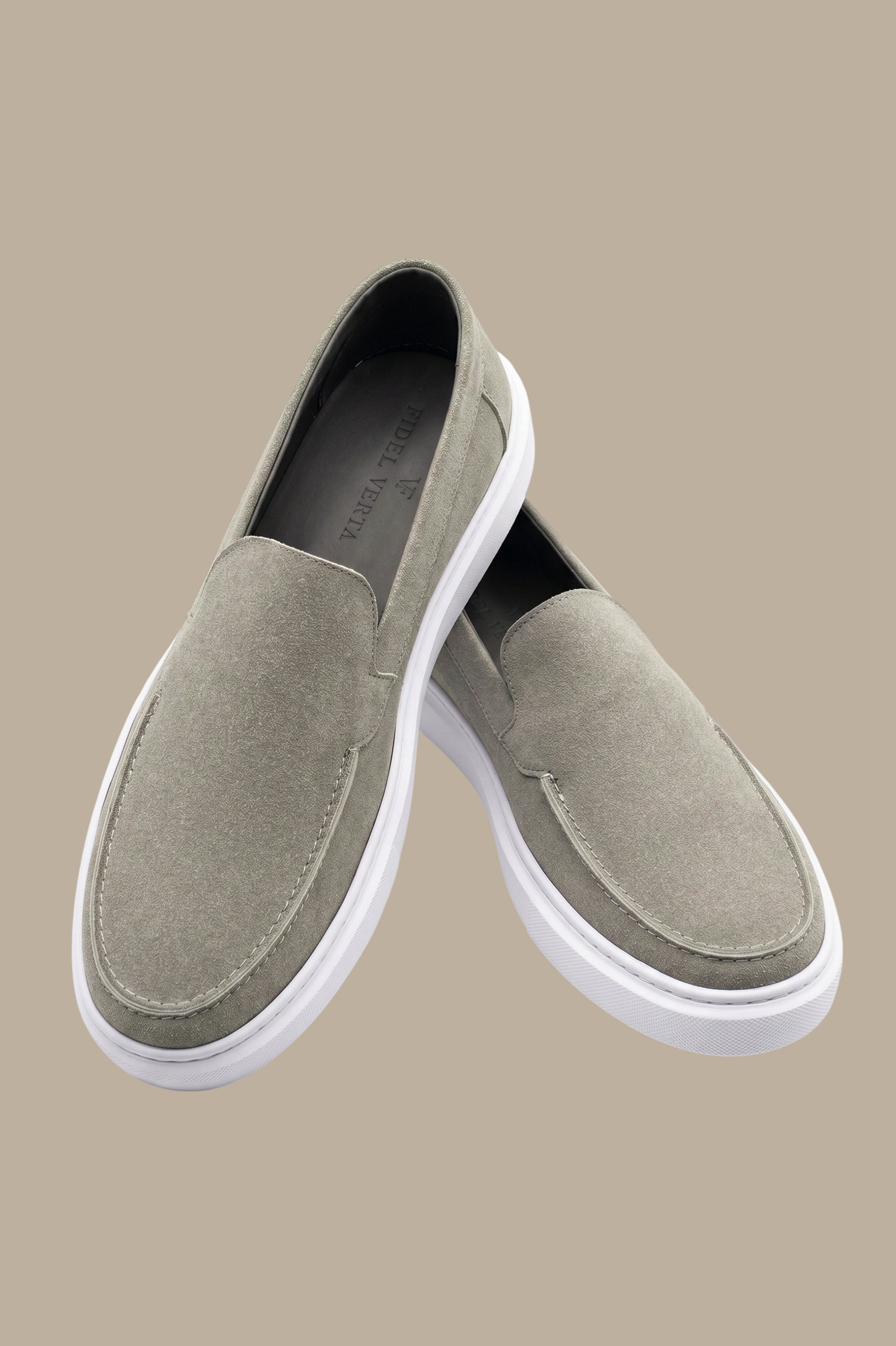 Light Grey Suede Casual Loafers