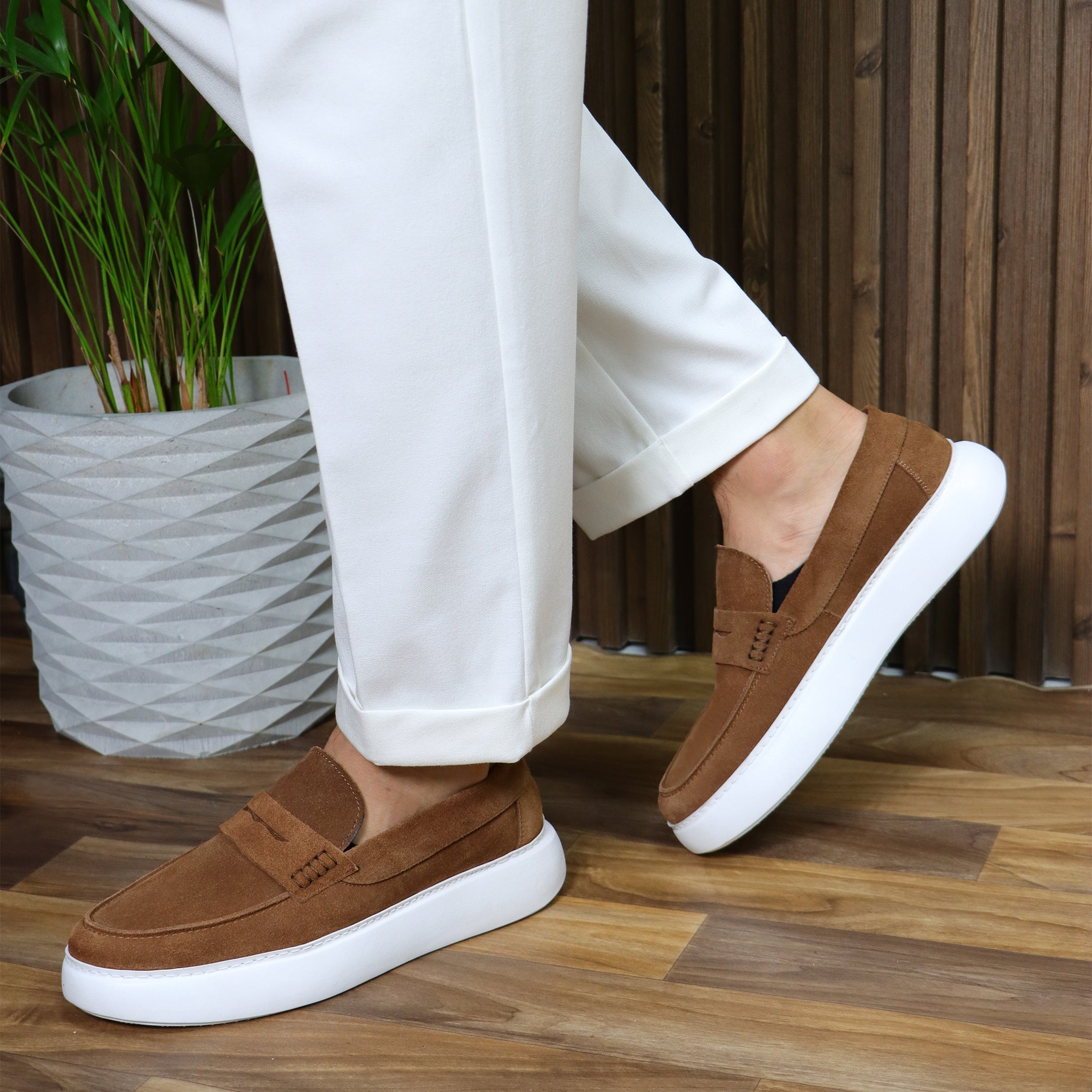 Havane Suede Slip-On Loafers