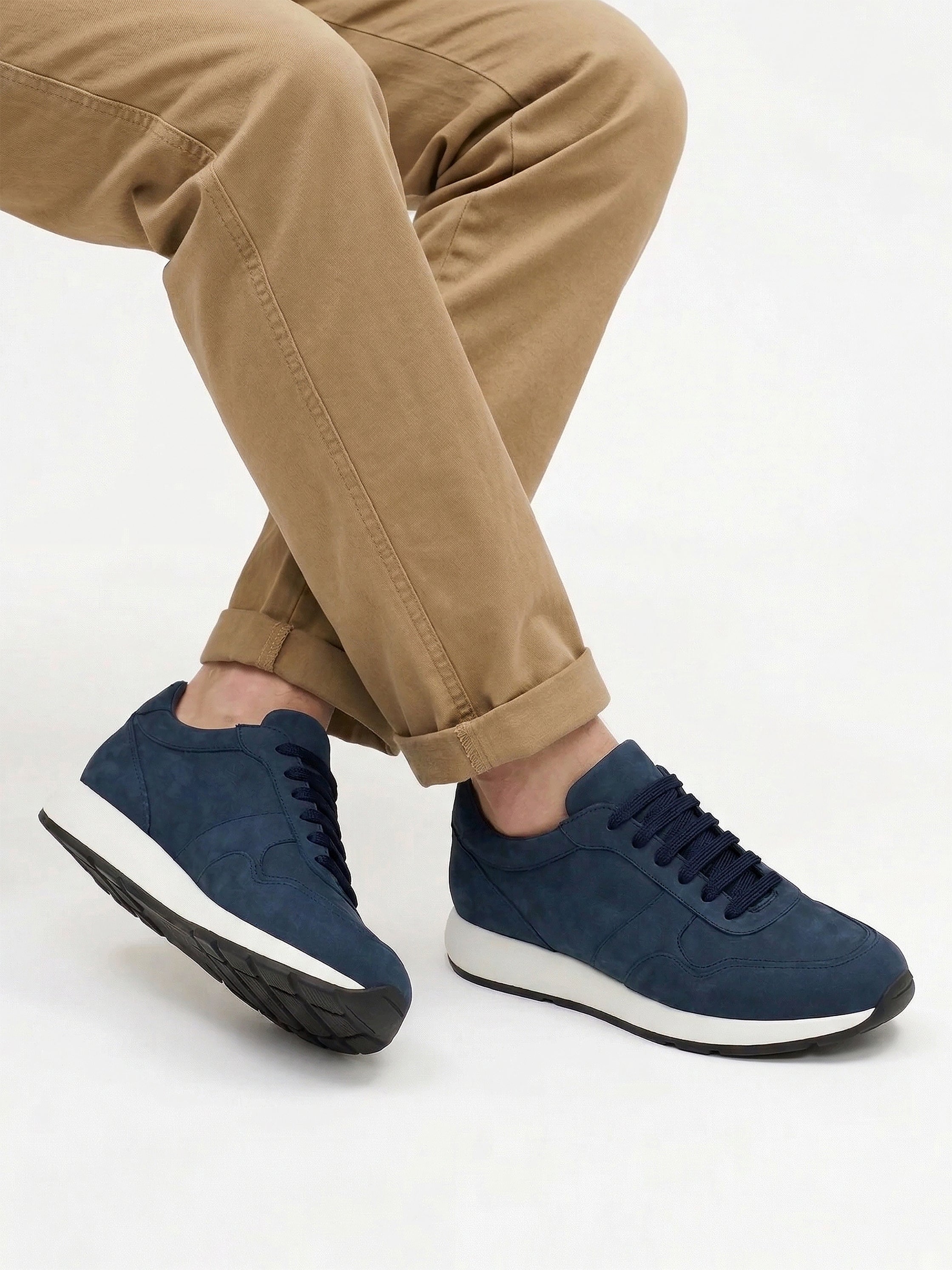 Navy Nubuck Low-Cut Trainer