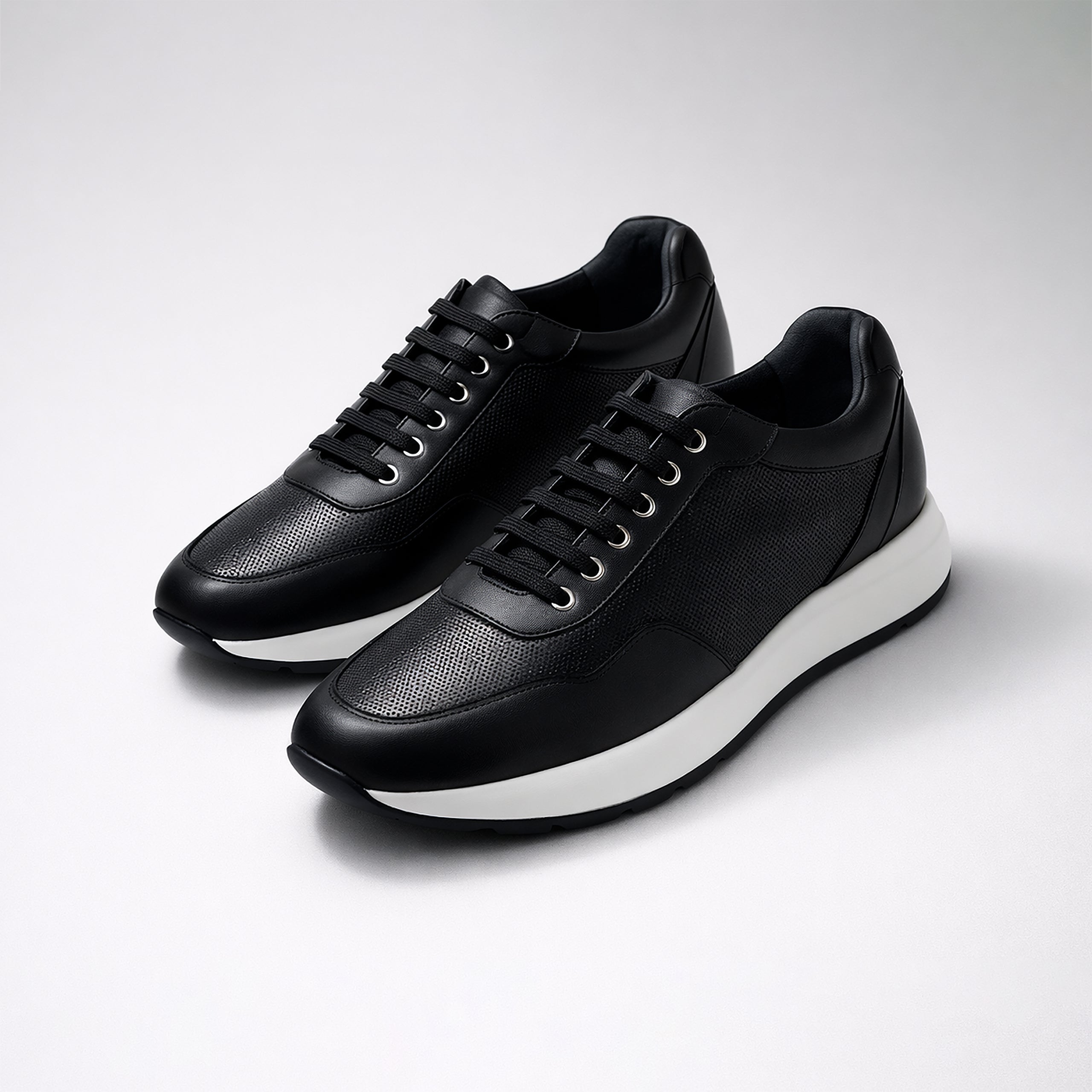 Black Dotted Leather Low-Cut Trainer