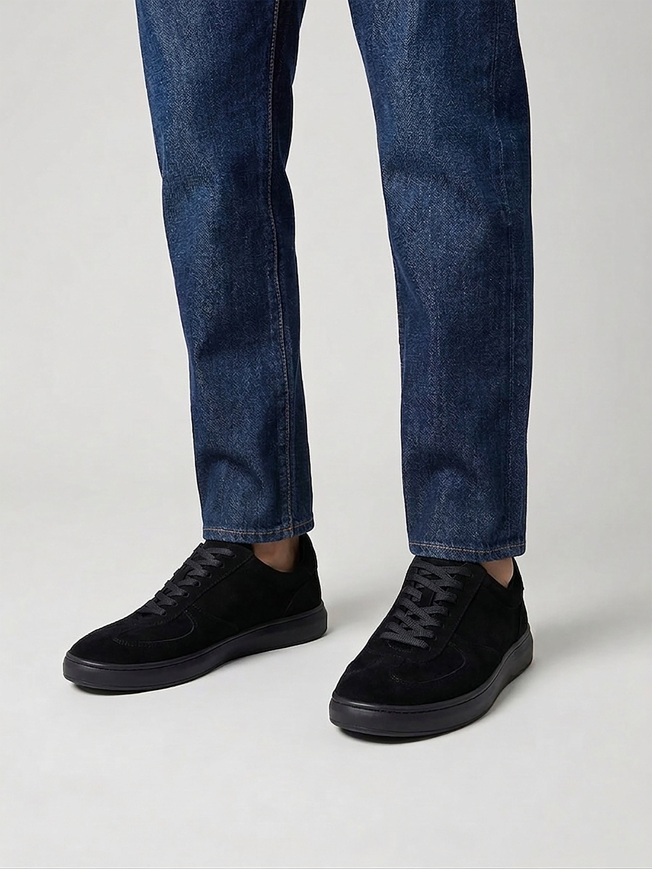 Black Retro Suede Trainer