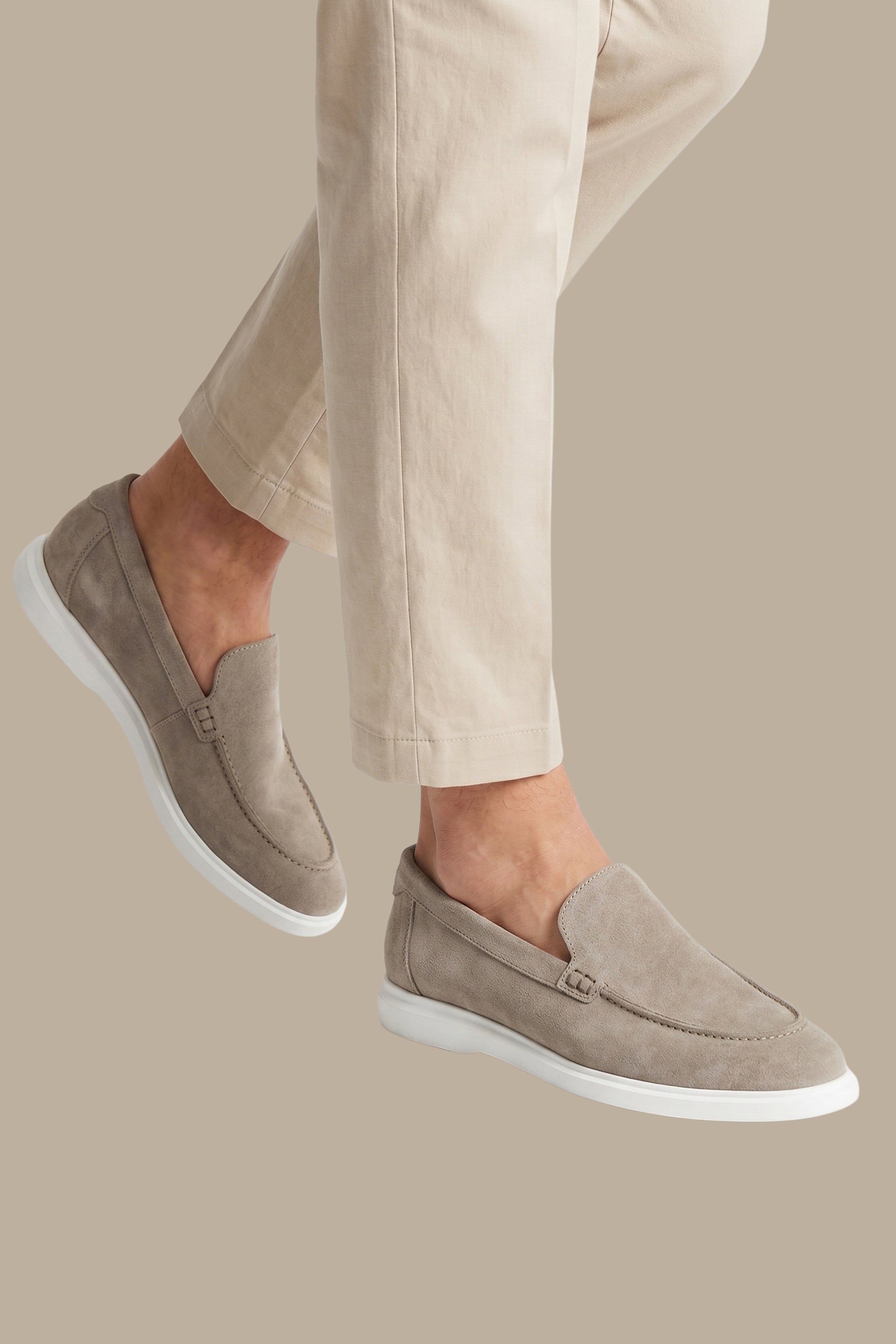 Beige Suede Loafer Shoes