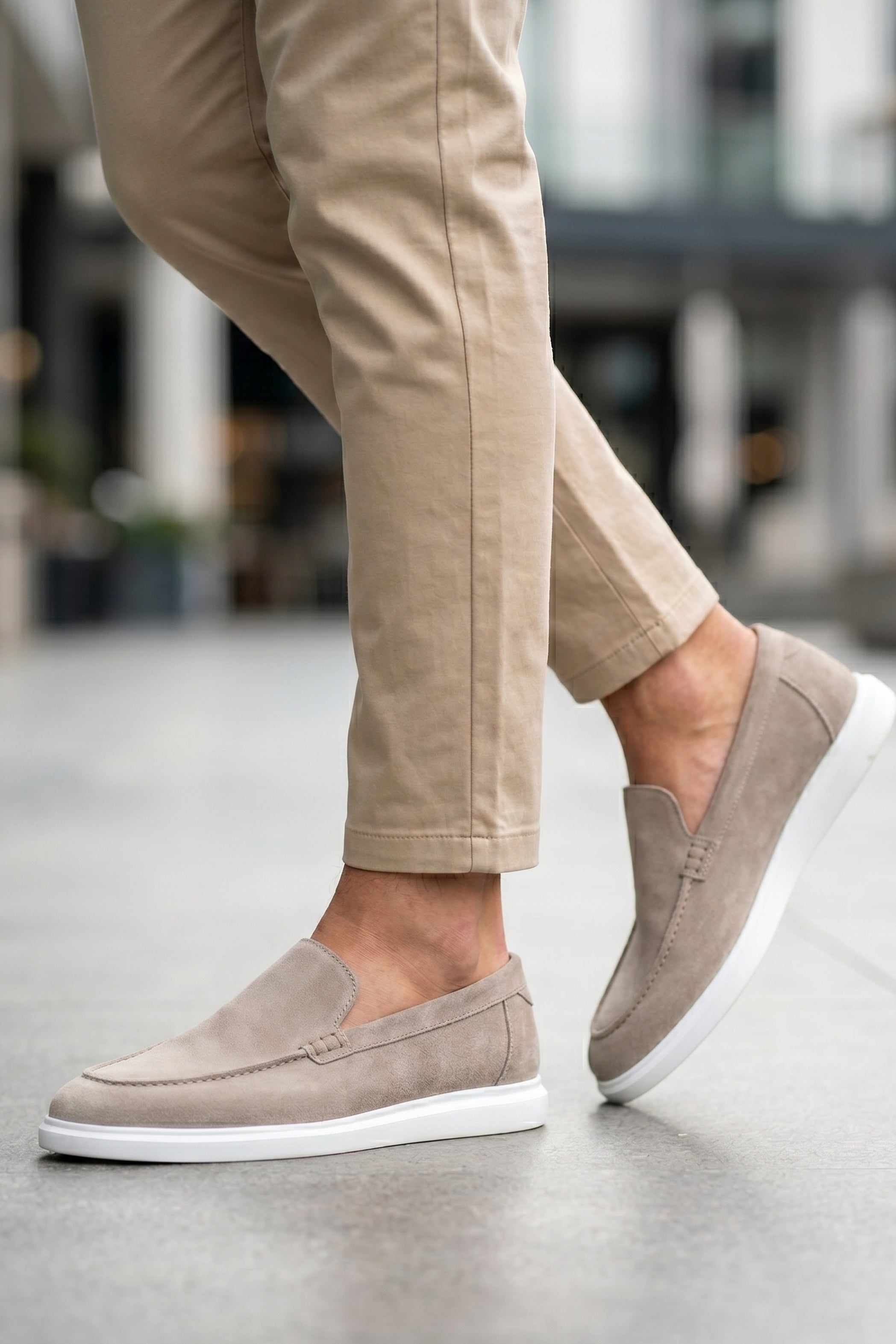 Beige Suede Loafer Shoes