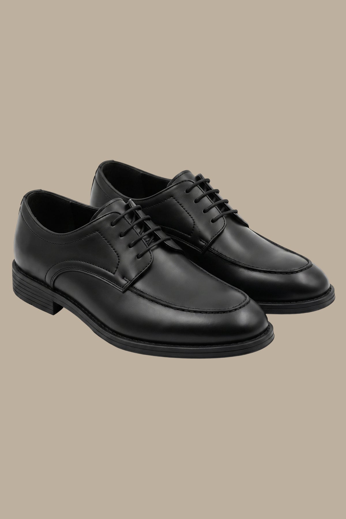 Black Plain Toe Derby Dress Shoes