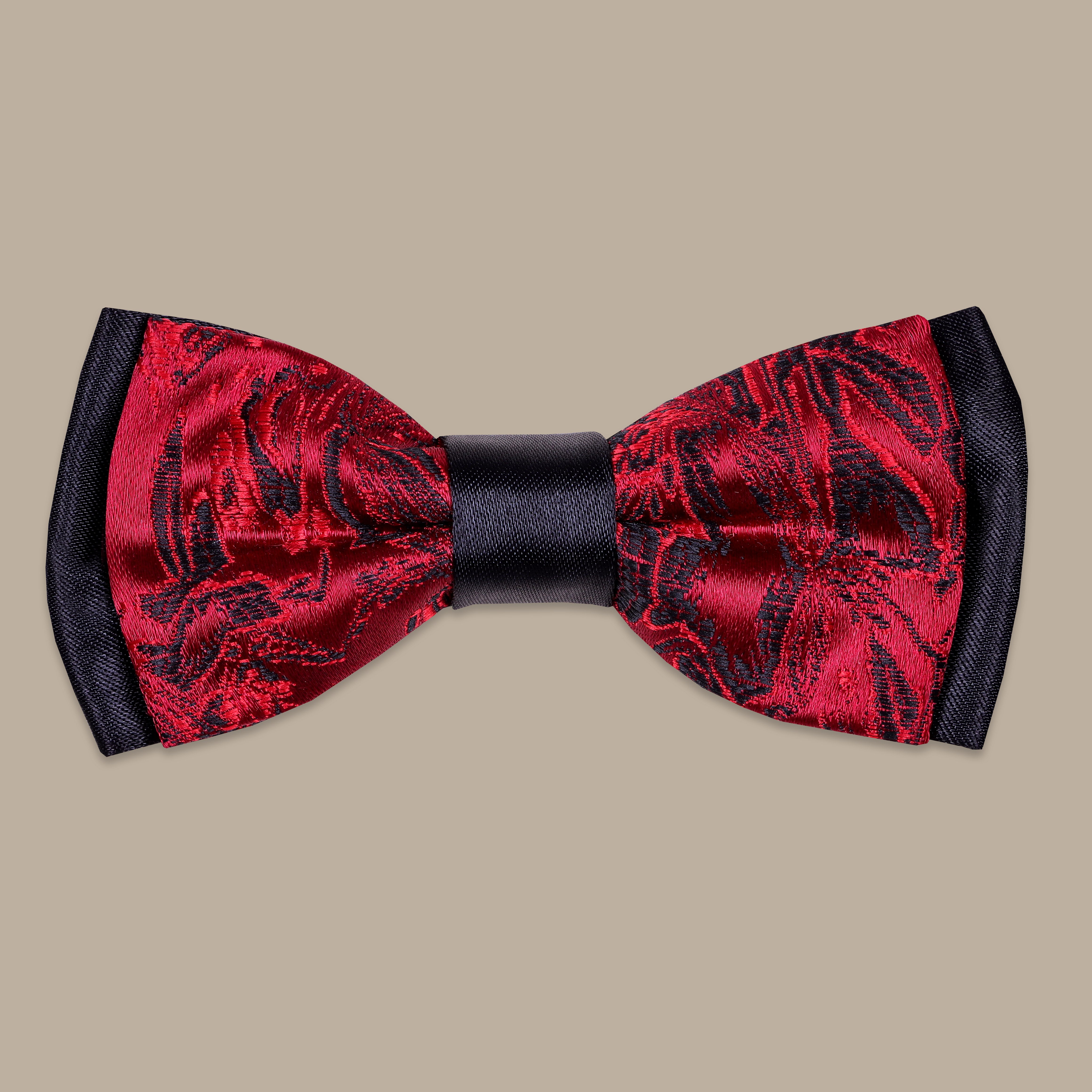 Paisley Printed Bowtie in Burgundy