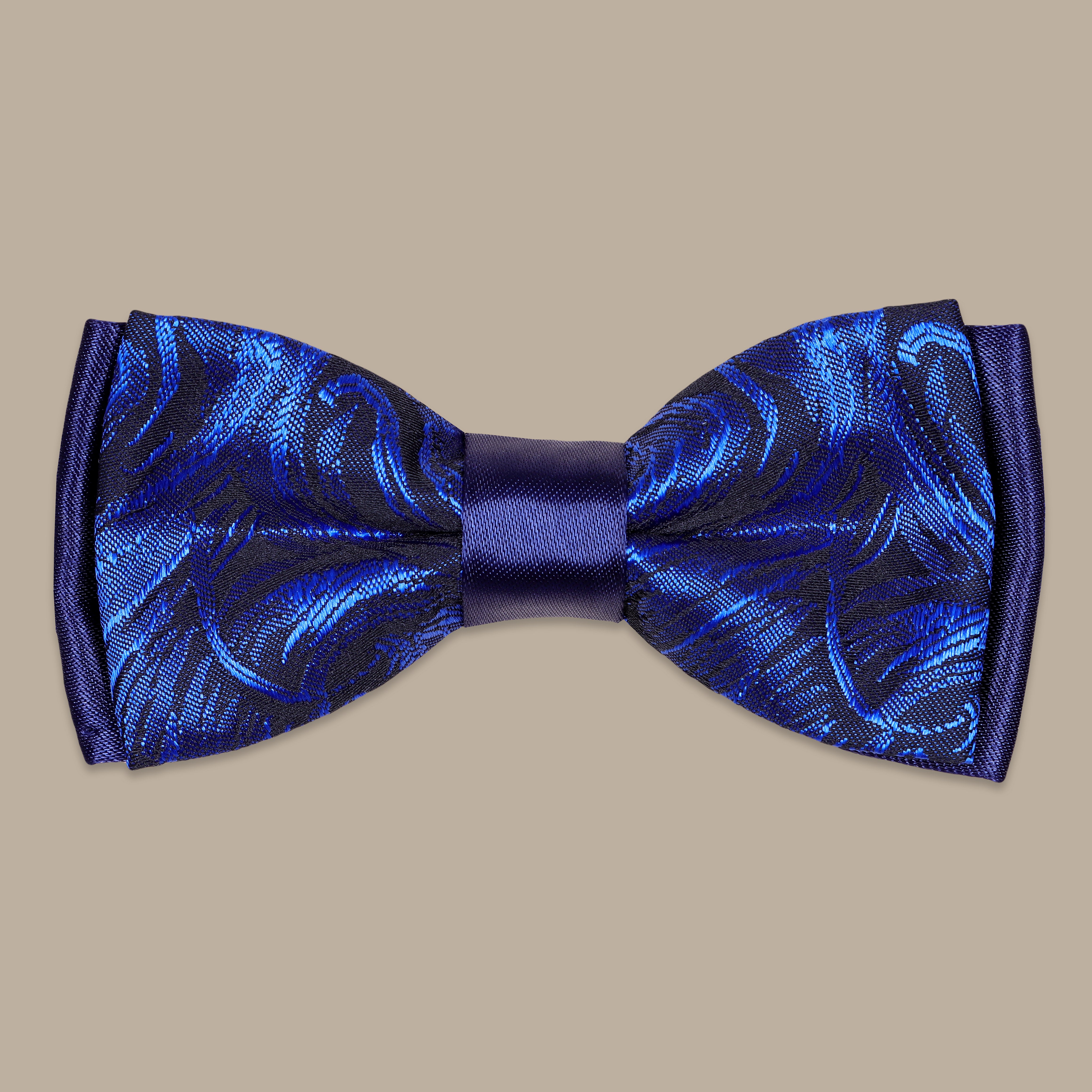 Kids Printed Double Polka Dot Bowtie in Navy