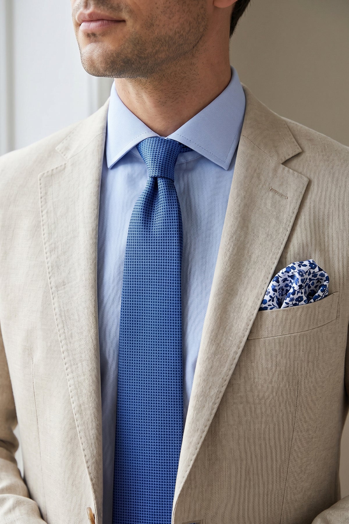 Structured Plain Blue Tie