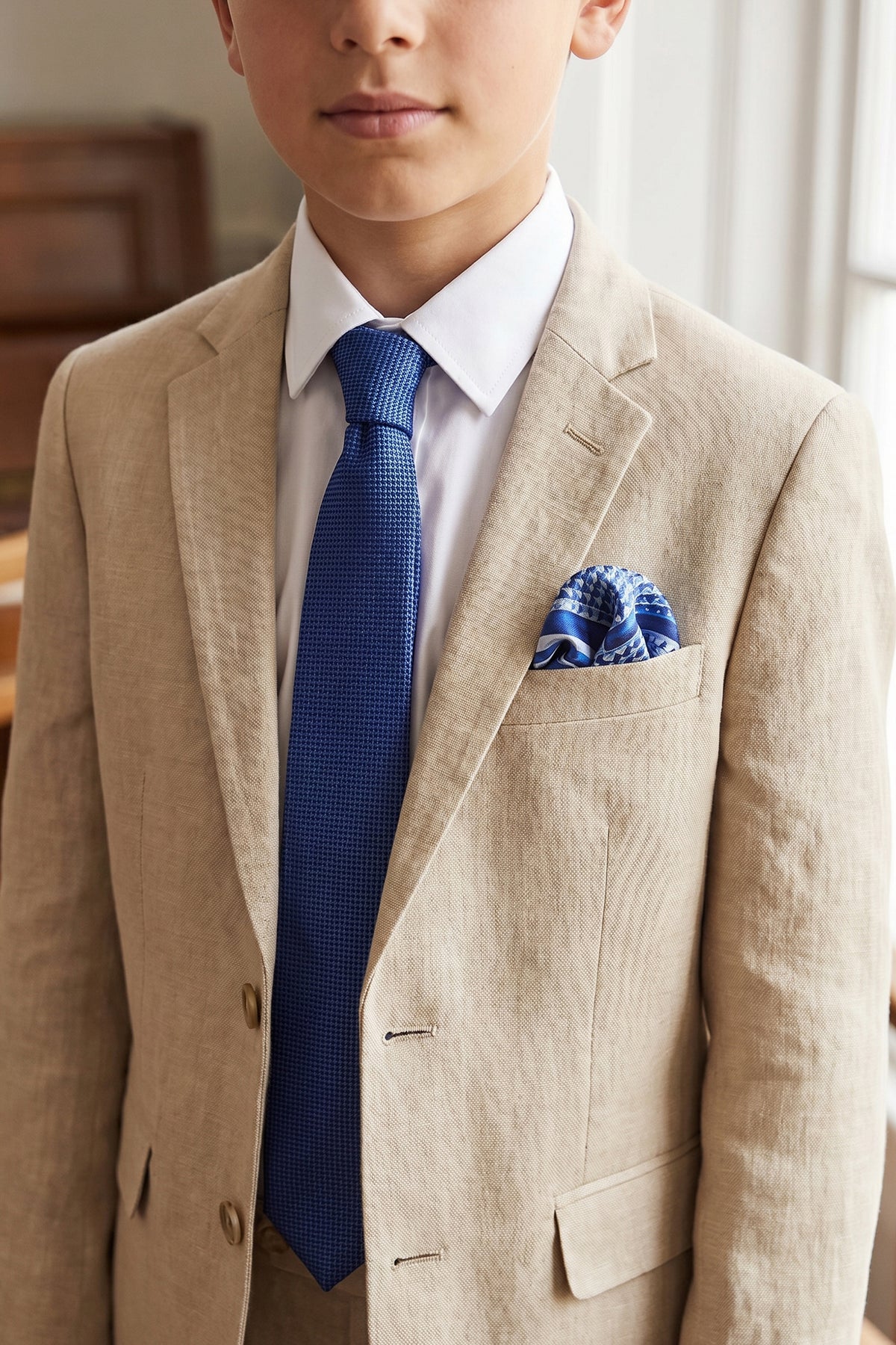 Kids Structured Tie - Plain Navy