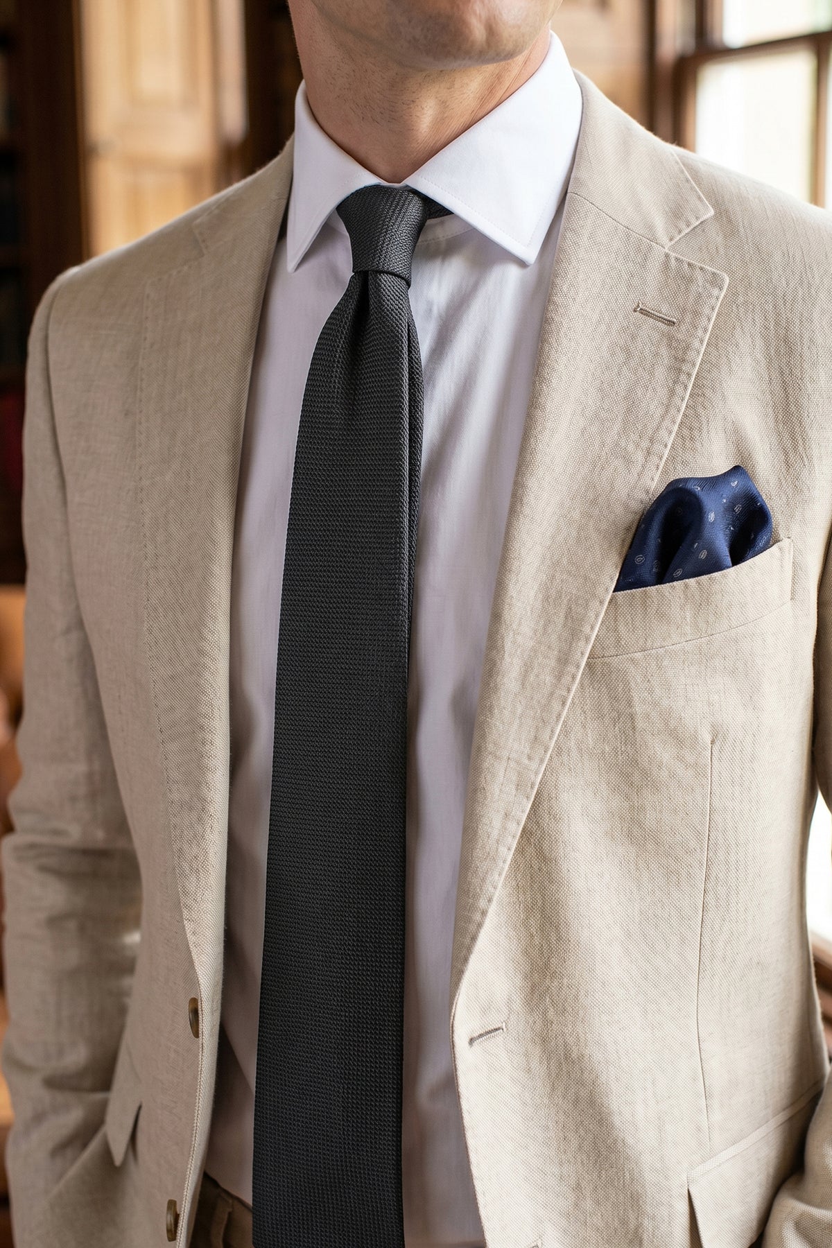 Structured Plain Black Tie
