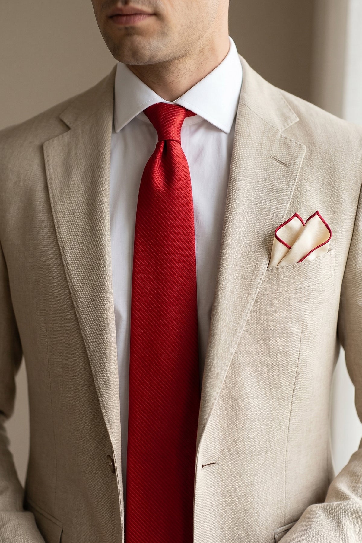 Twill Plain Red Tie