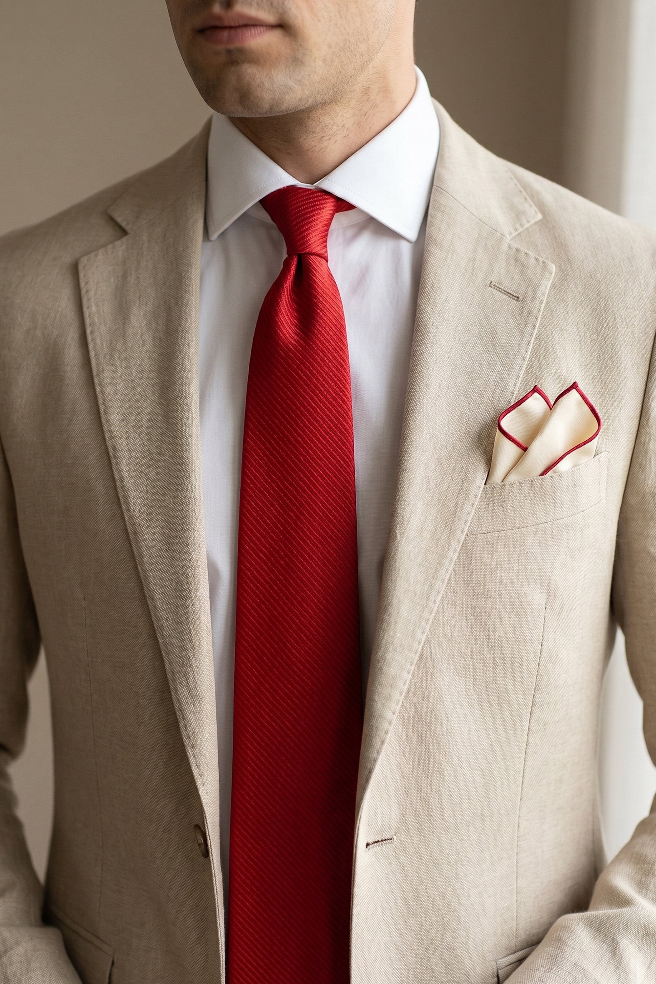 Twill Plain Red Tie
