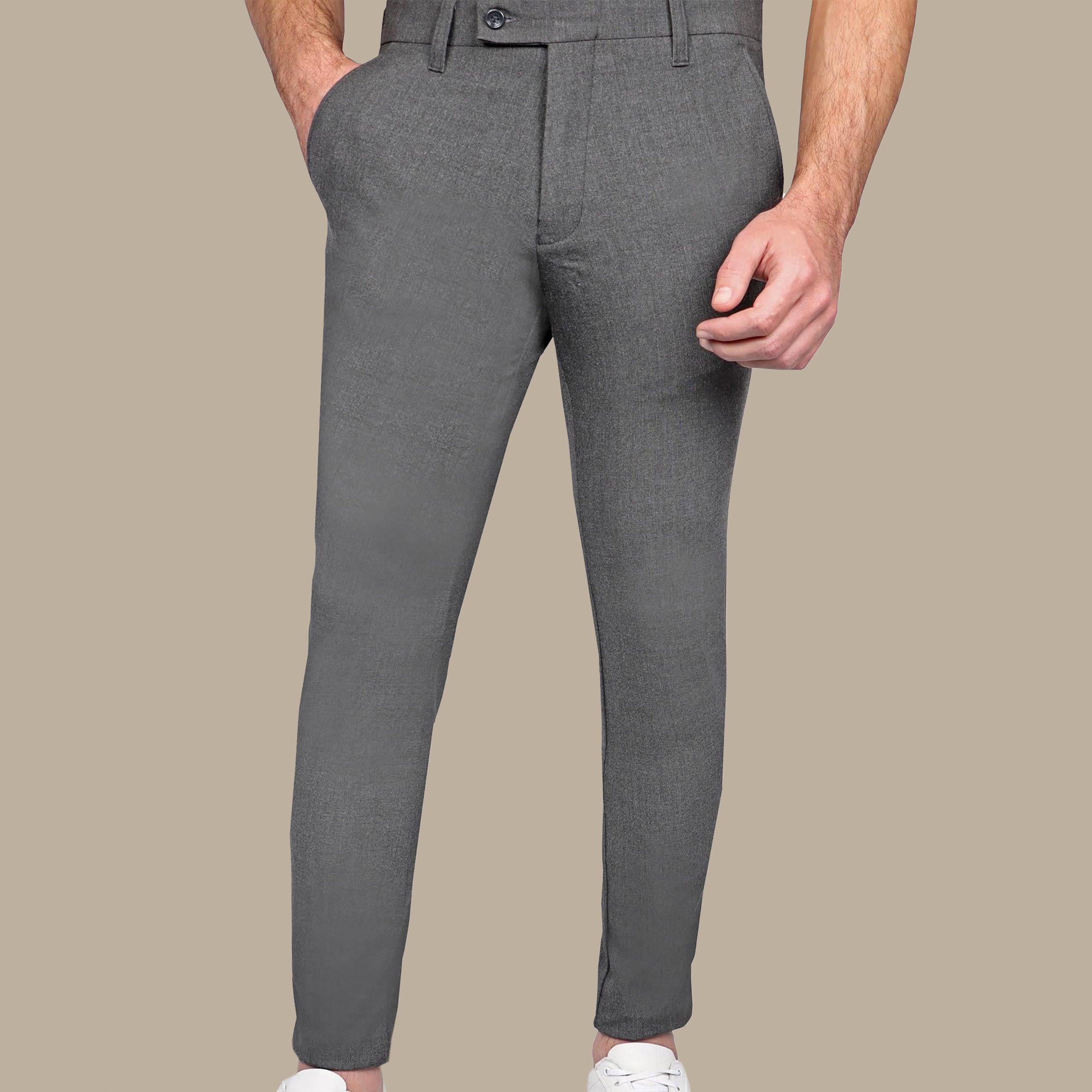Dark Grey Basic Plain Fashion Trousers