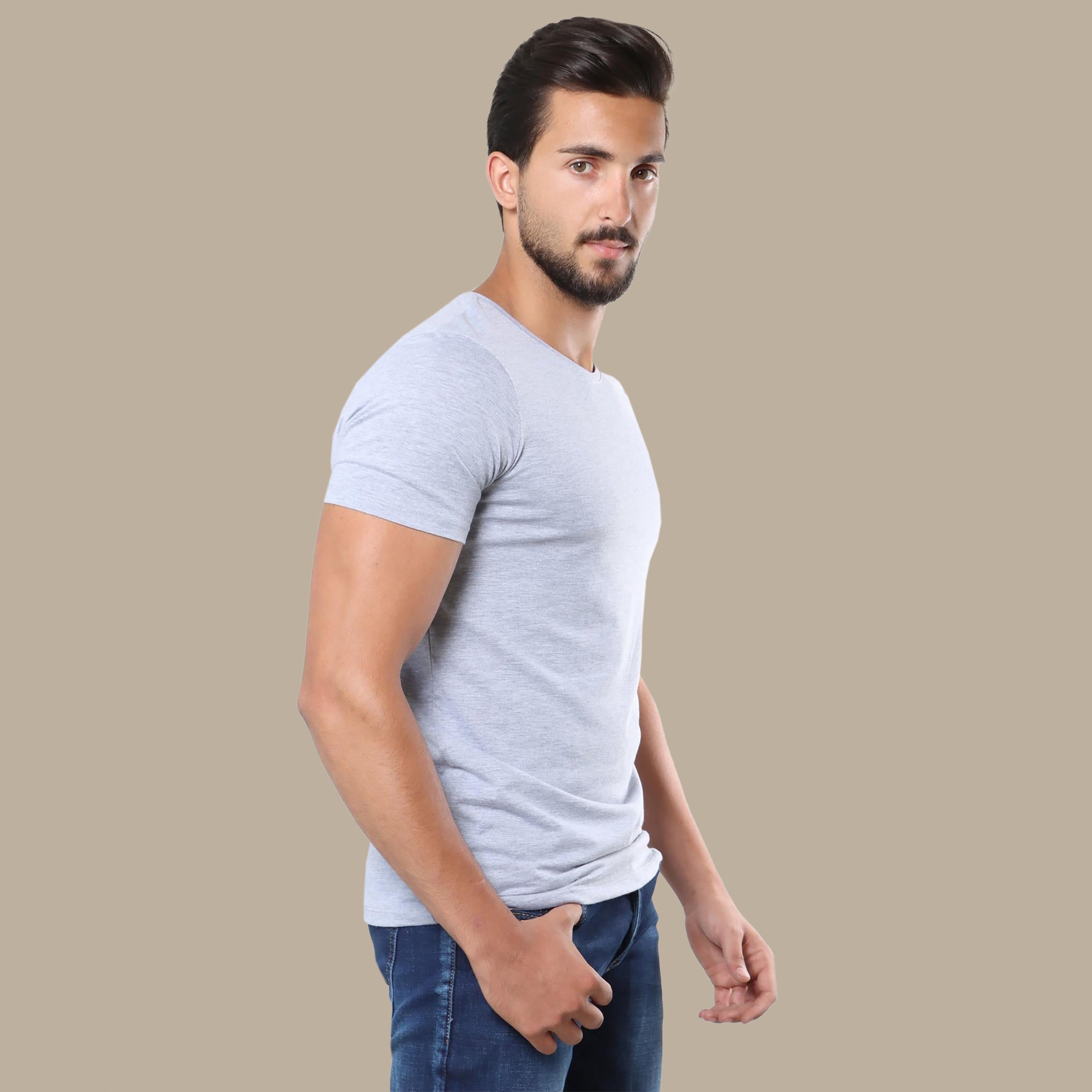 Light Grey Basic R-Neck T-Shirt
