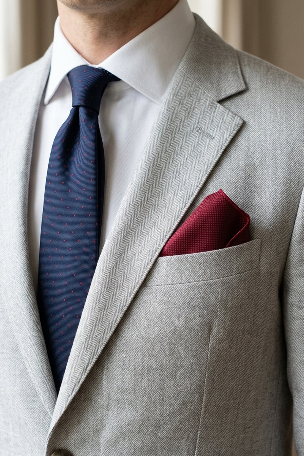 Burgundy Structured Plain Pocket Square