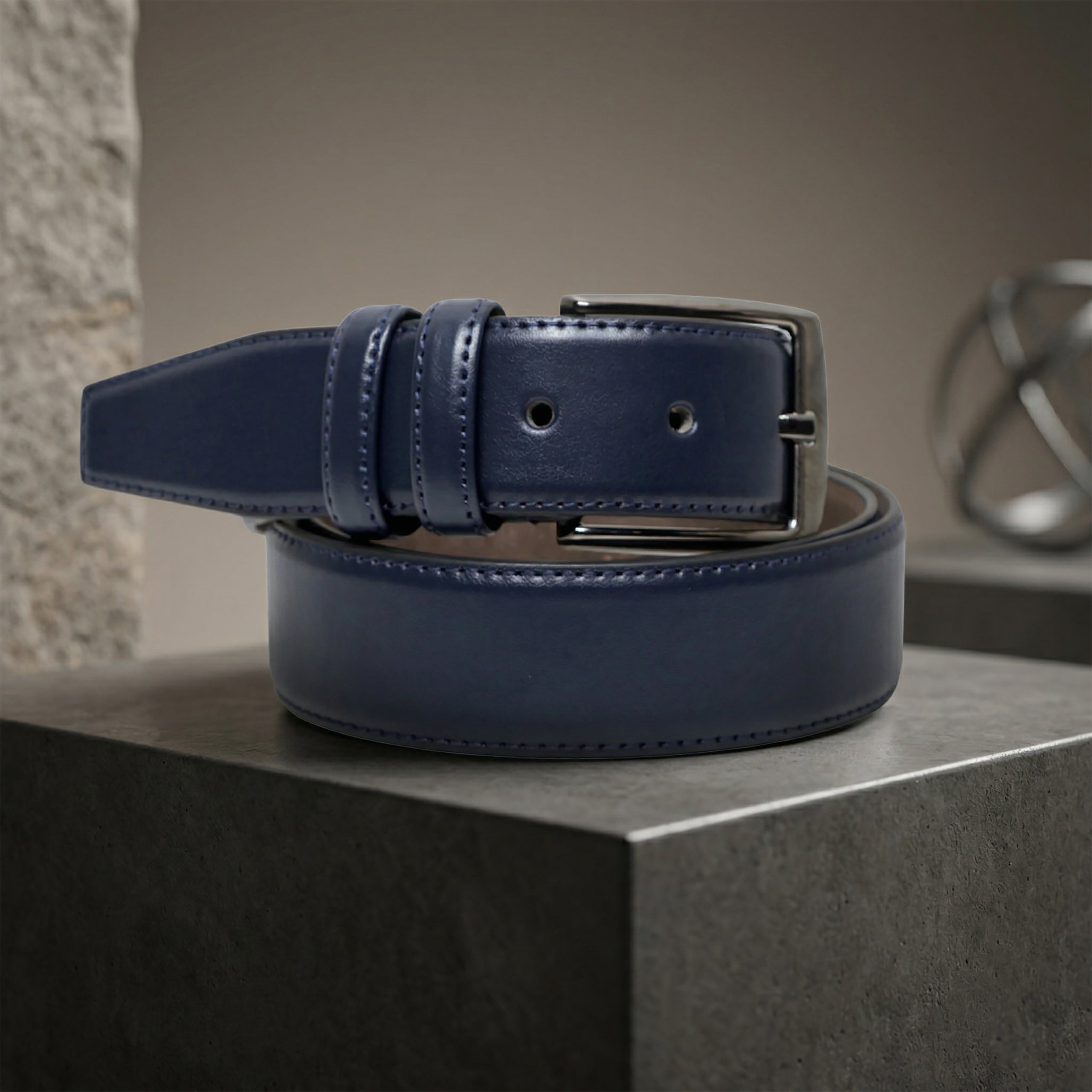 Navy Essentials: Classic PU Basic Belt for Timeless Style