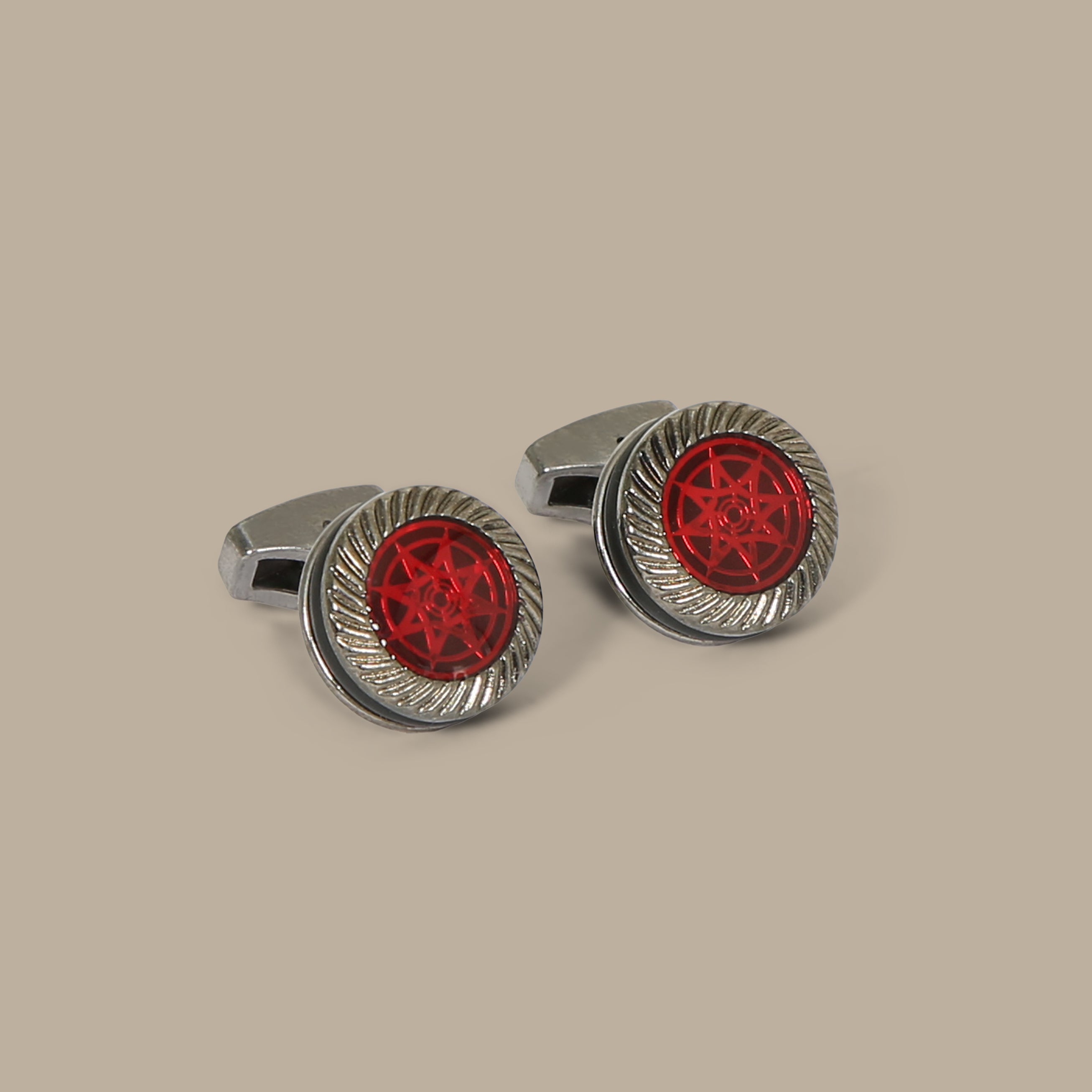 Round Dark Grey Cufflinks