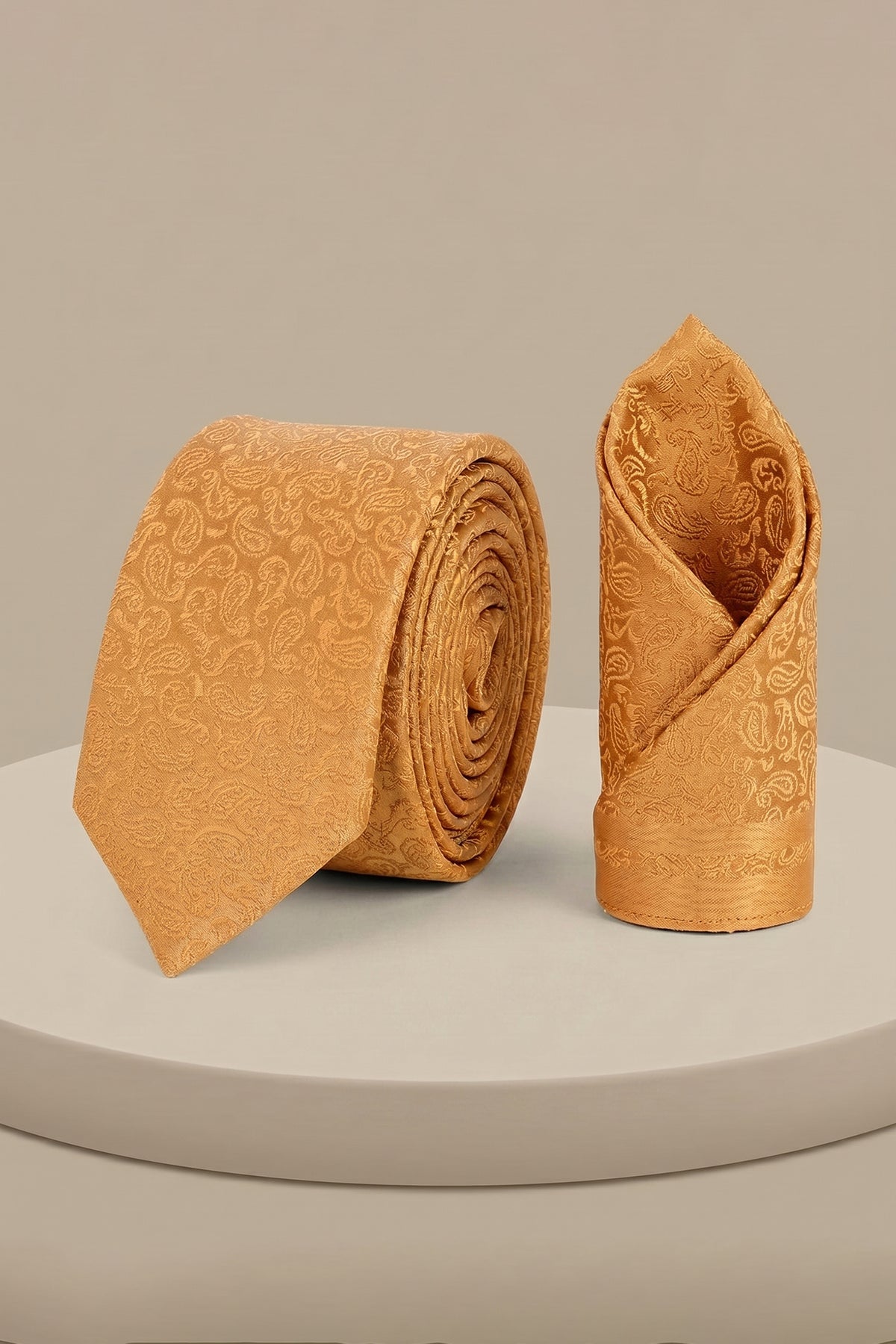 Golden Paisley Perfection: 2-Piece Tie Set
