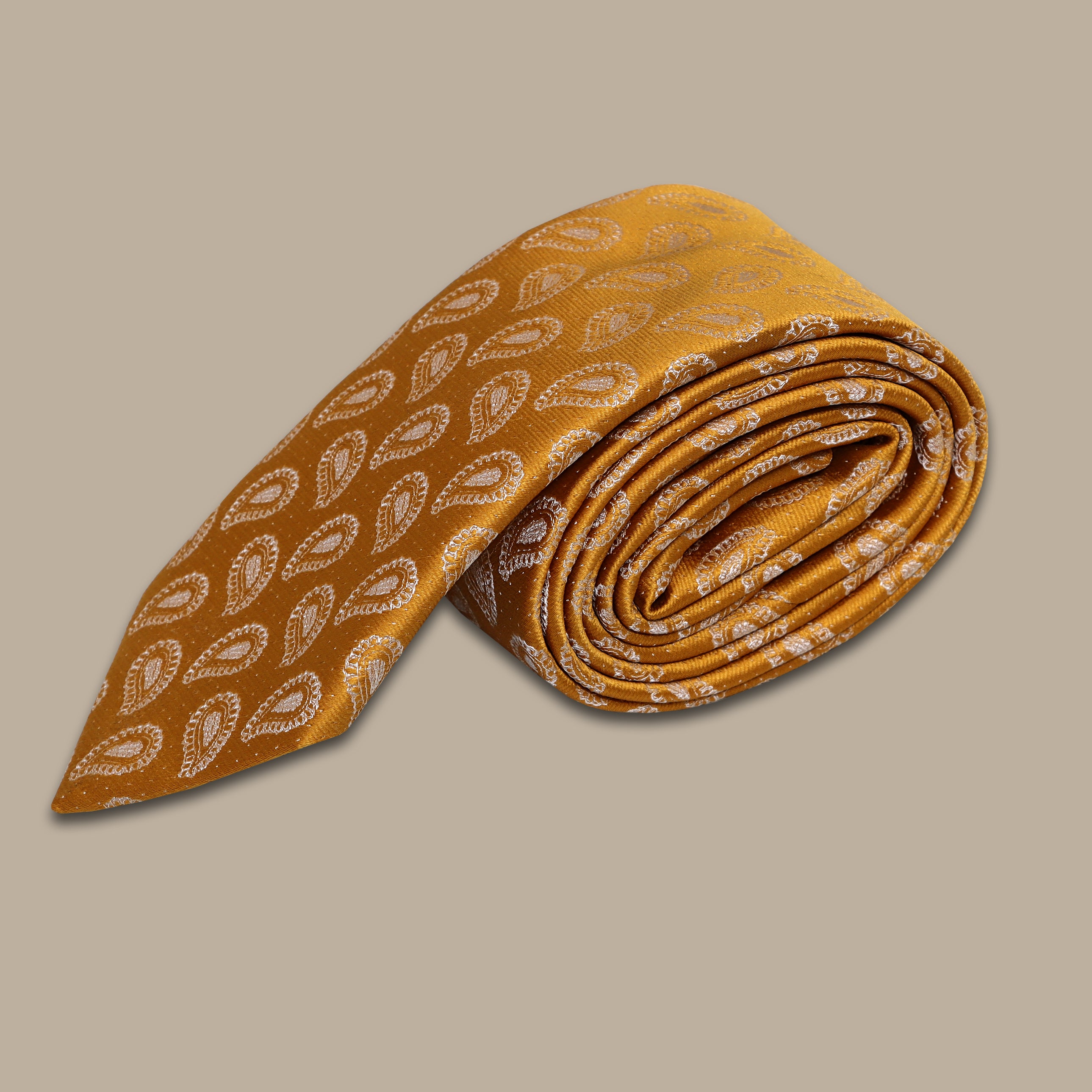 Gilded Paisley Elegance: Gold-Printed Tie for Timeless Style