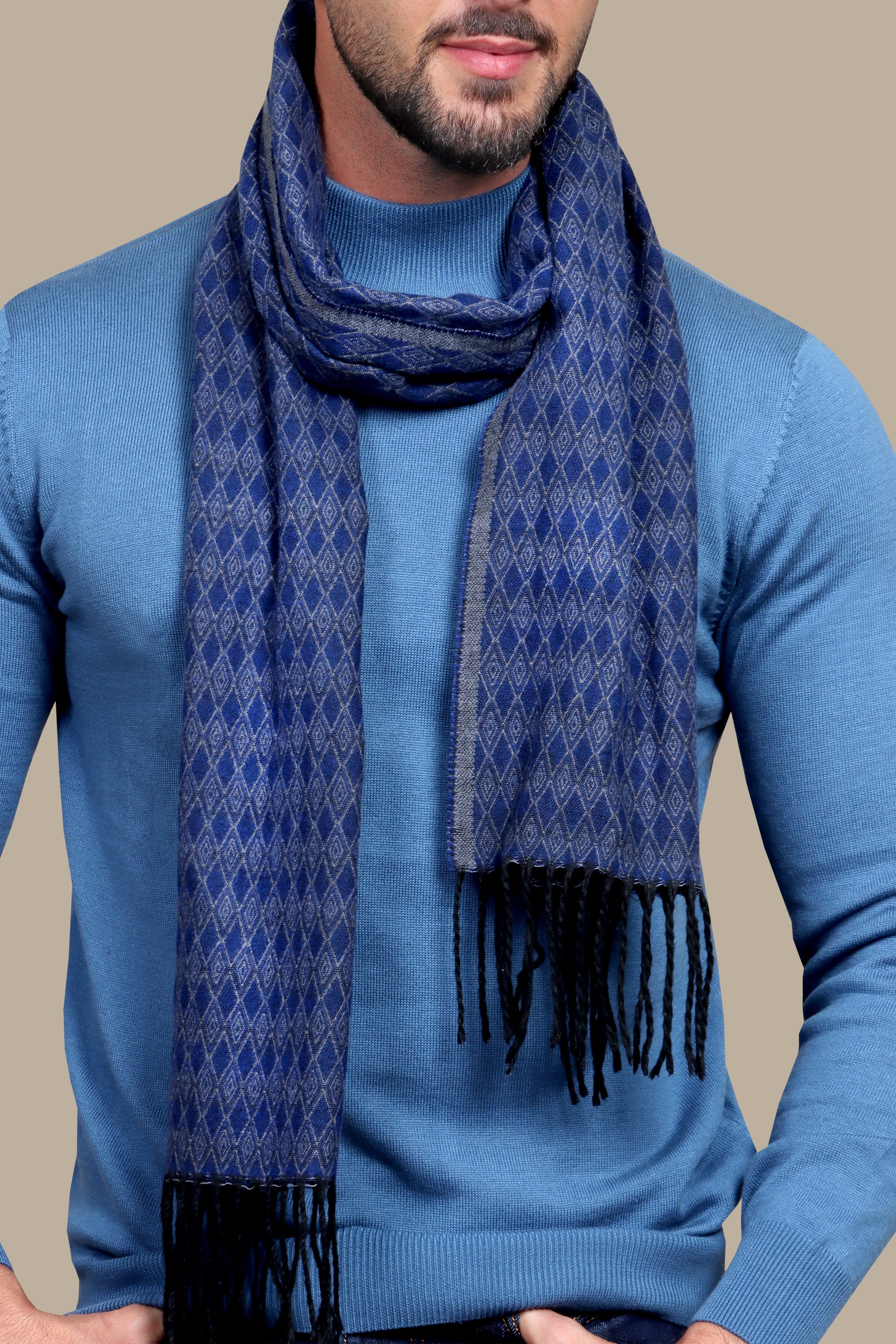 Petrol Panache: Wool Damask Elegance in Intricate Prints