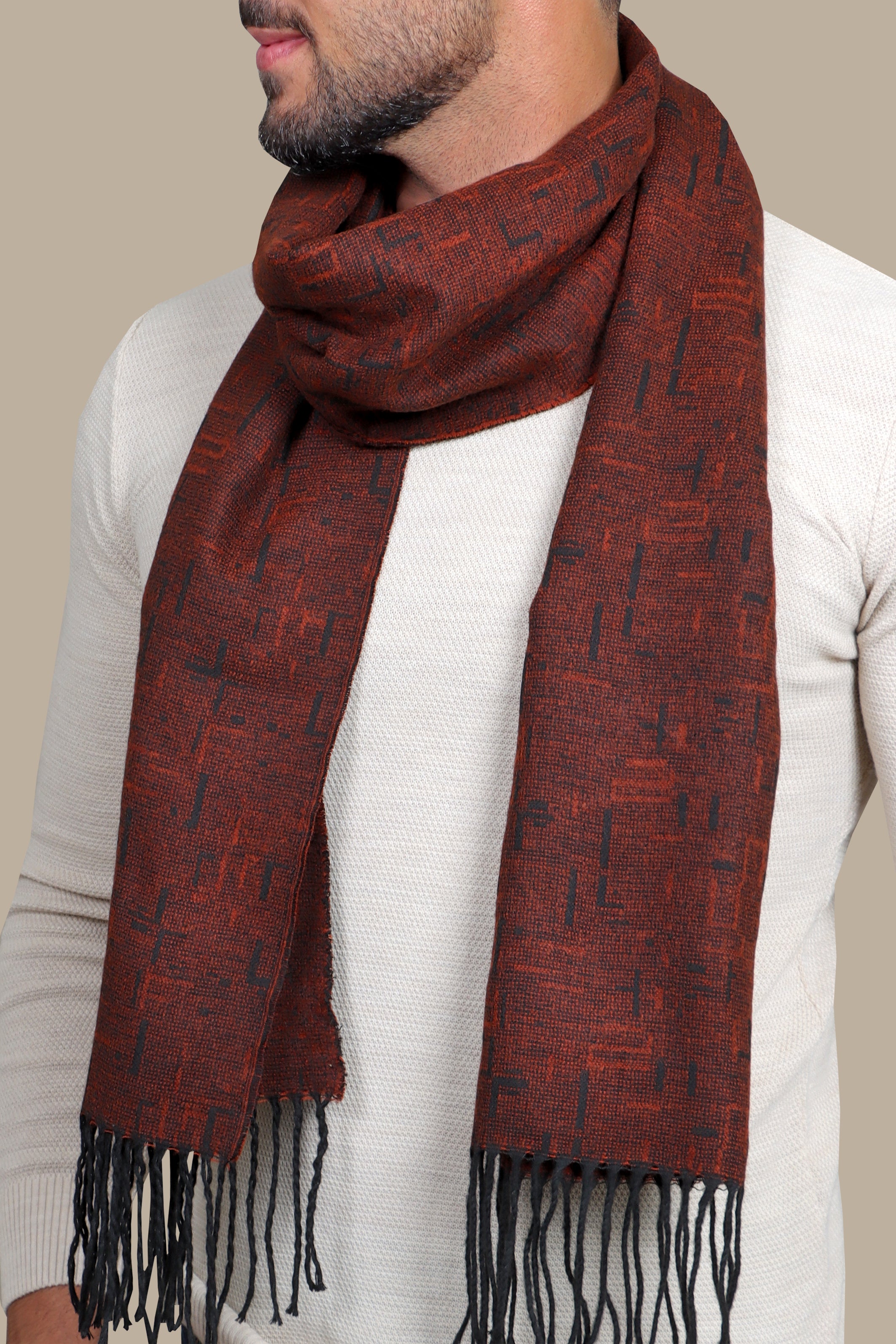 Tret Essence: Wool Scarf with Brick Trellis Print