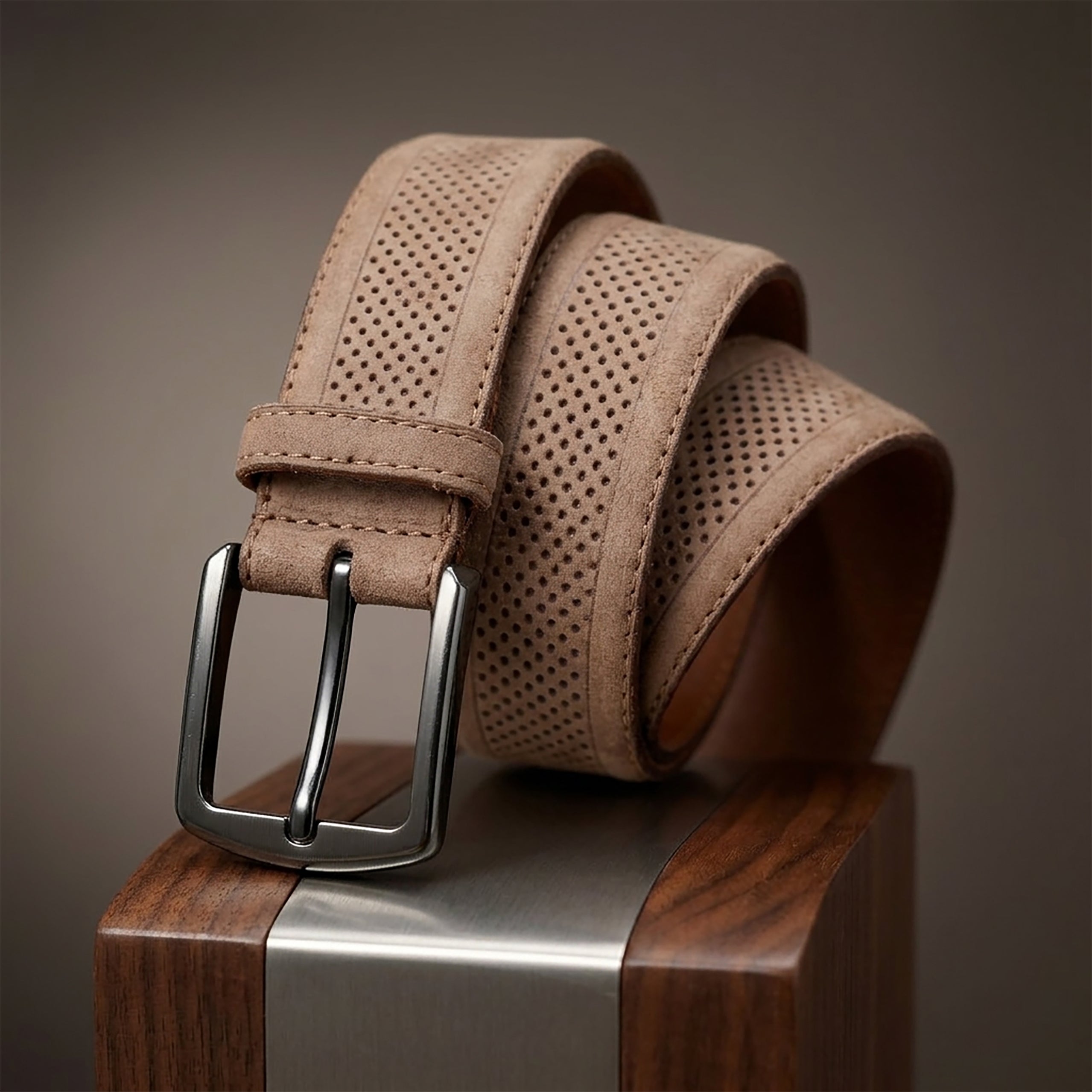 Textured Sophistication: Beige Structured Casual Belt