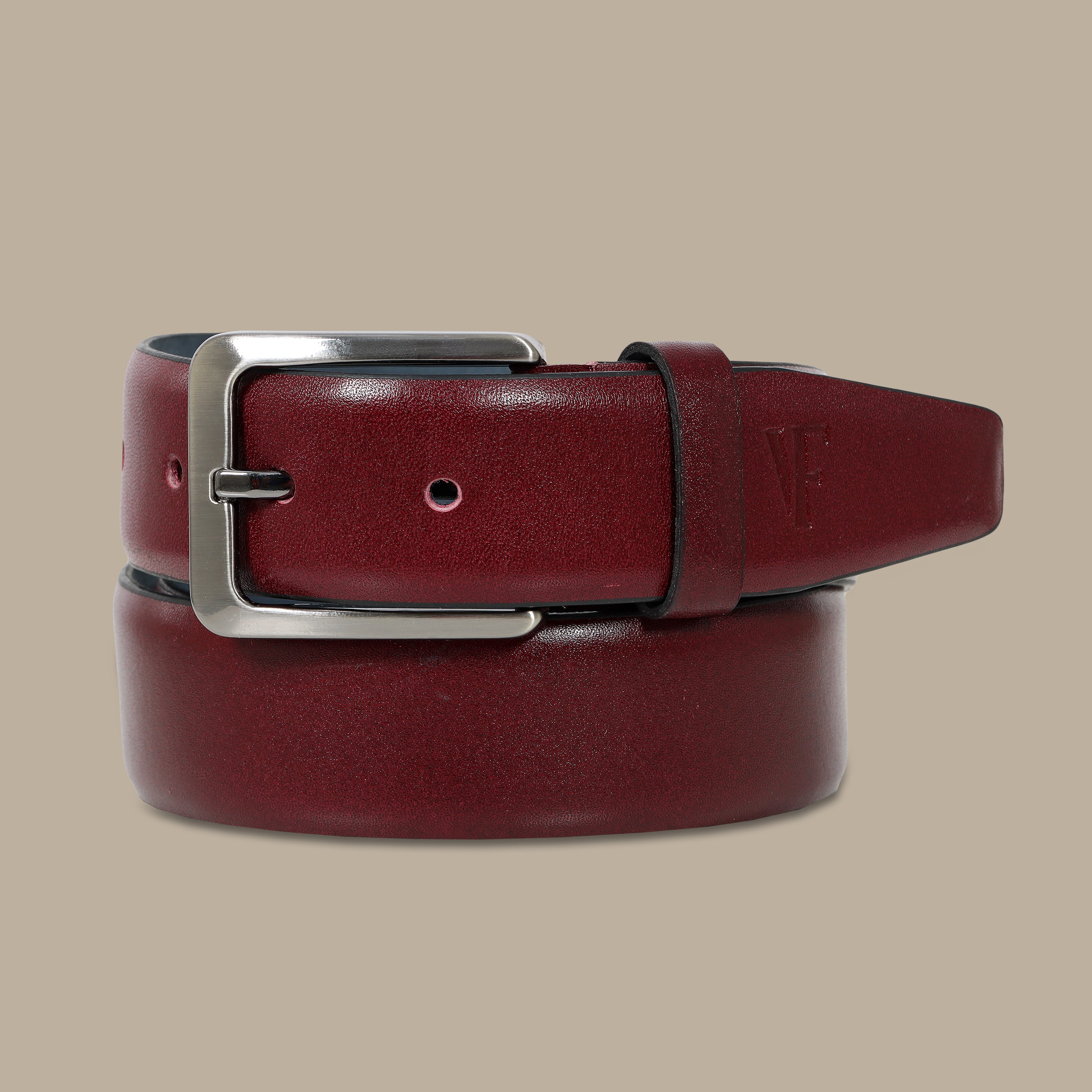 Burgundy Chic: Nubuck Leather Basic Belt for Effortless Elegance