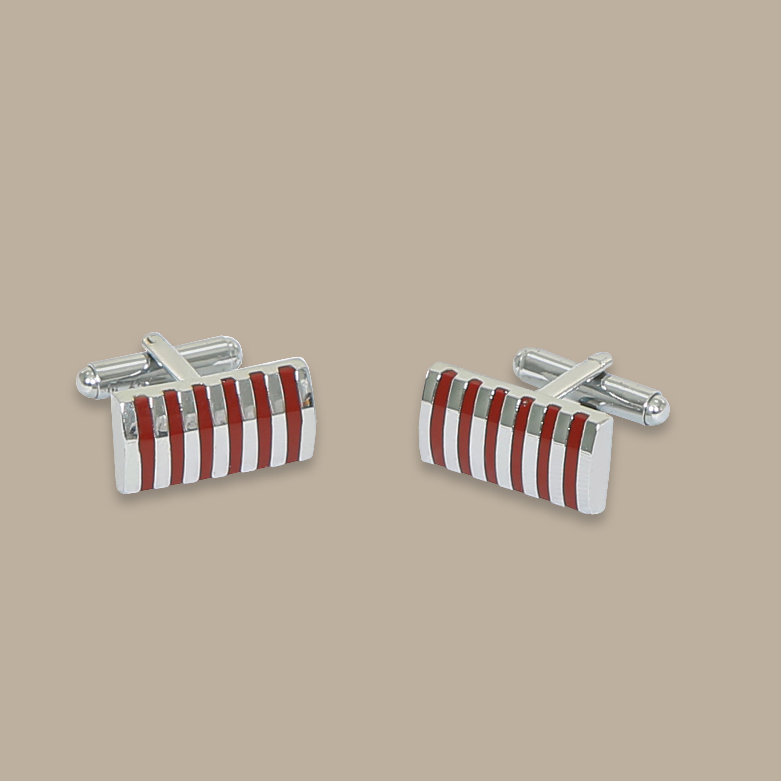 Silver Square Cufflinks with Two-Line Design