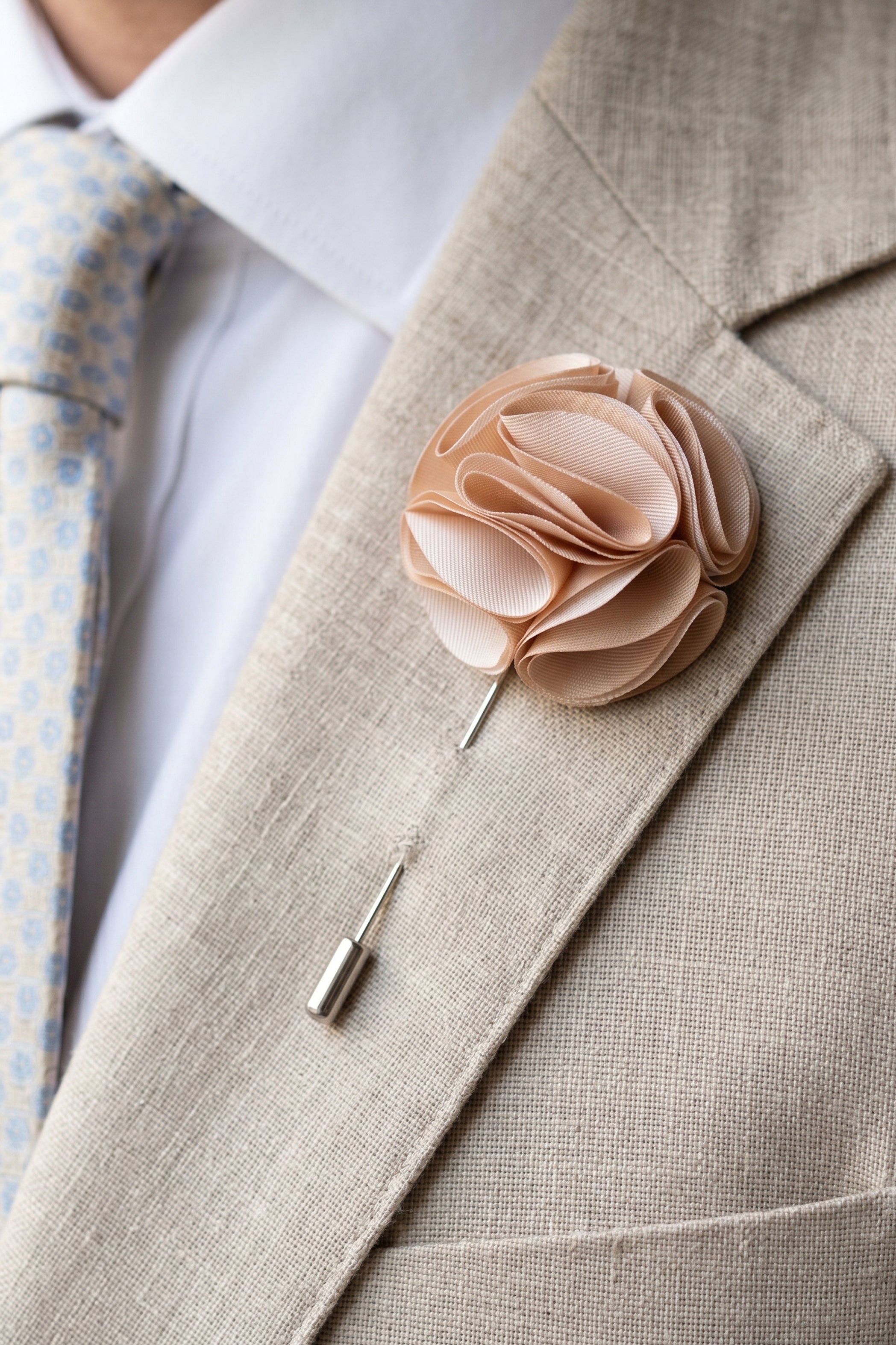 Beige Big Flower Pin