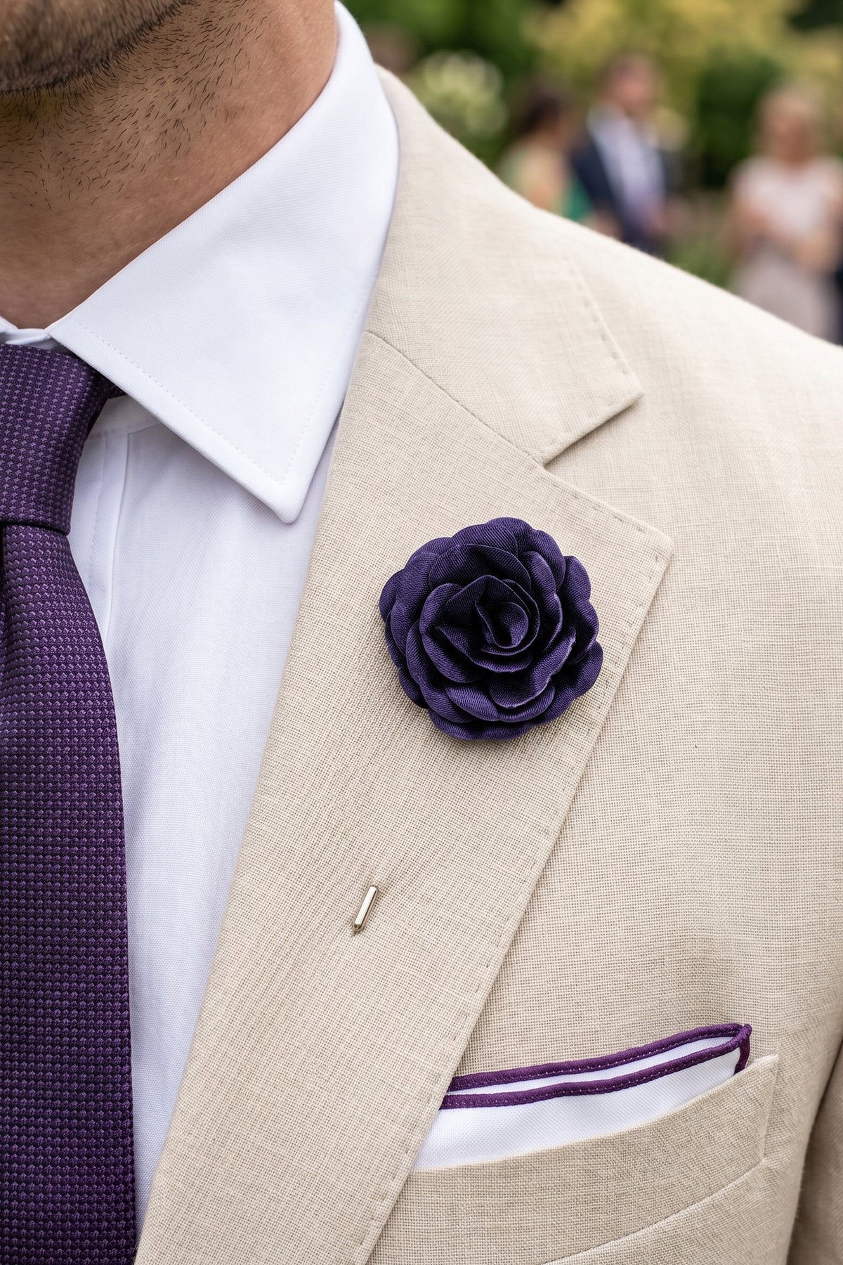 Navy Big Flower Pin