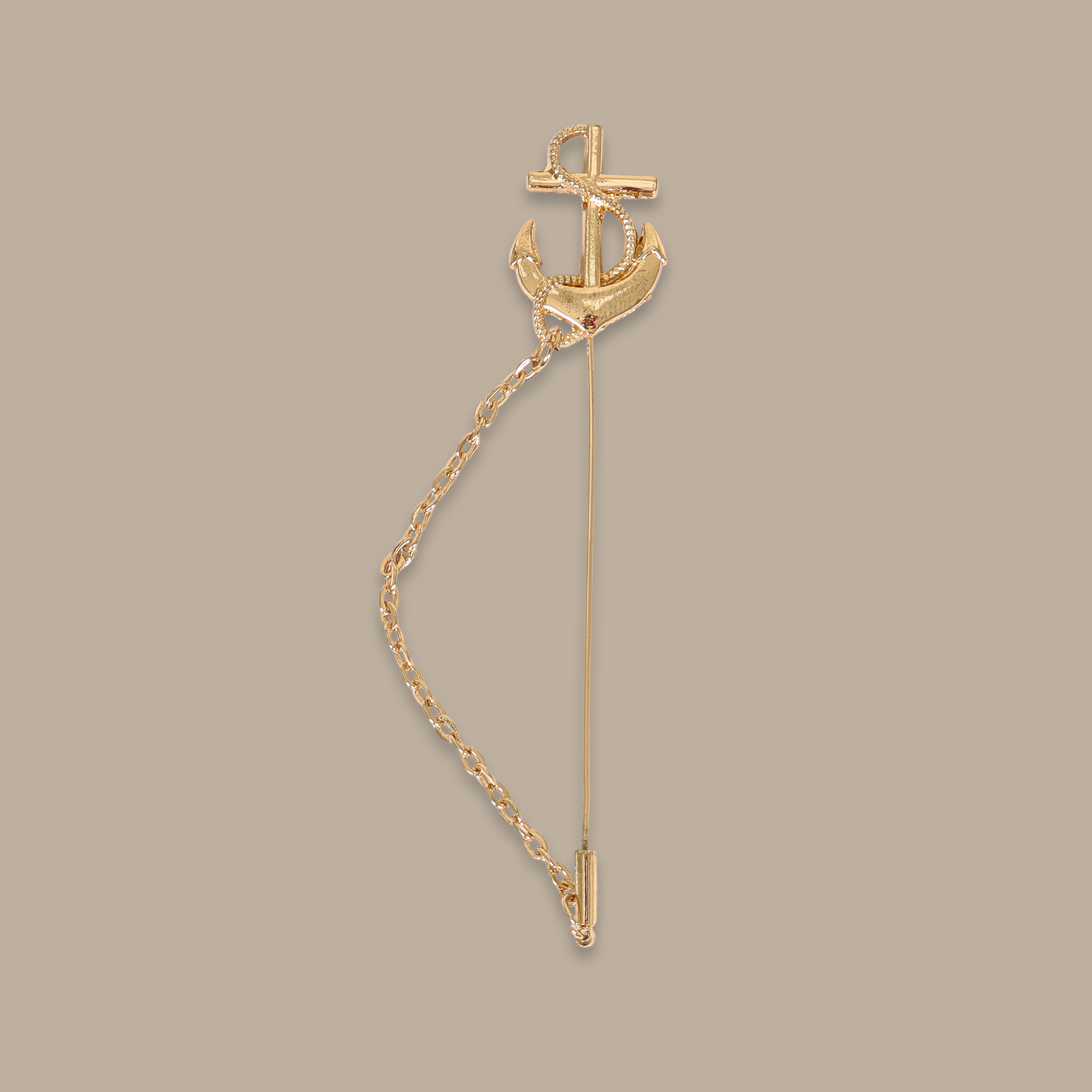 Gold Marine Pin with Anchor Design
