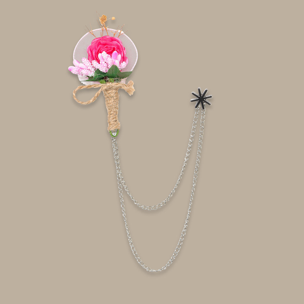 Double Chained Pink Flower Pin