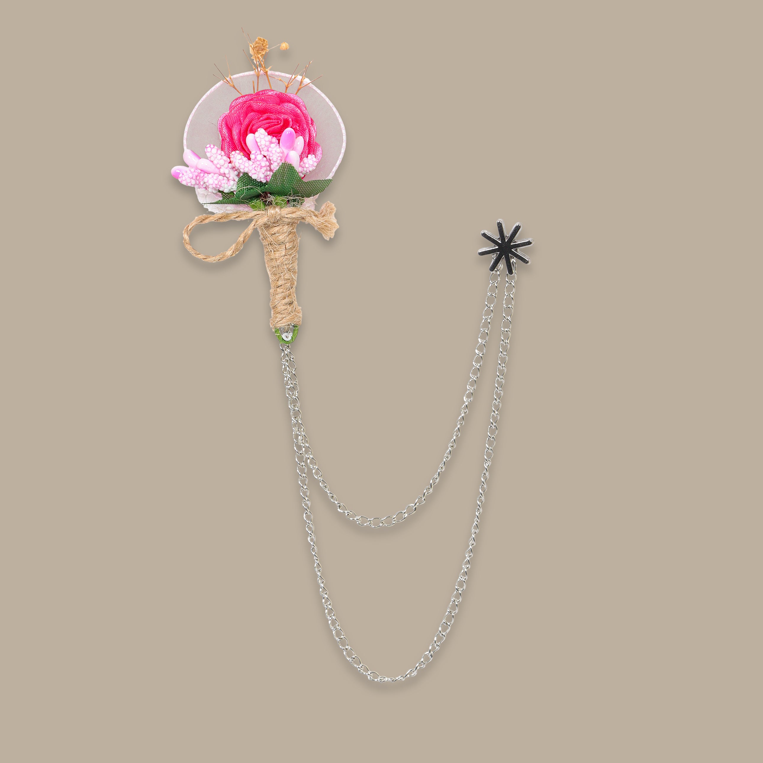 Double Chained Pink Flower Pin