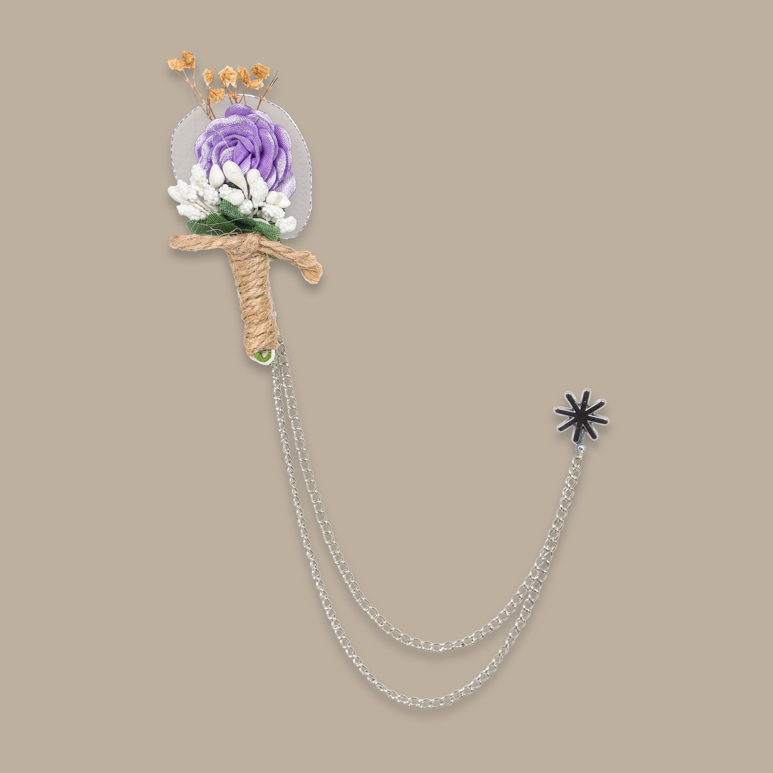 Purple Flower Double Chained Pin