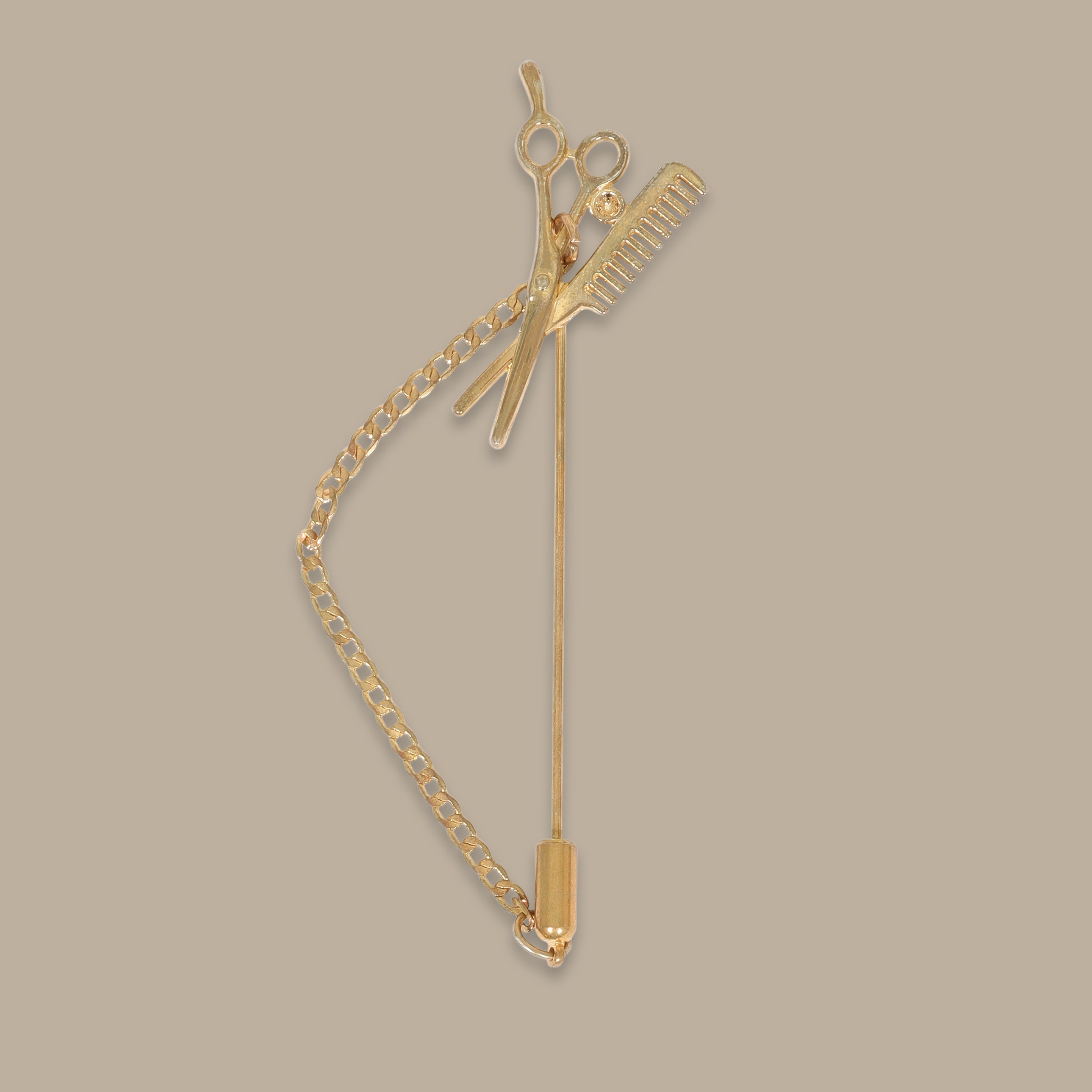 Golden Scissor Chained Pin