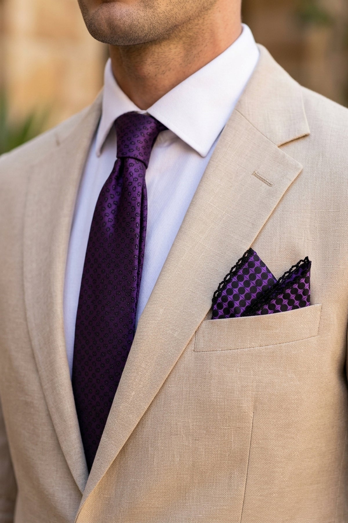 Purple Structured Pocket Square