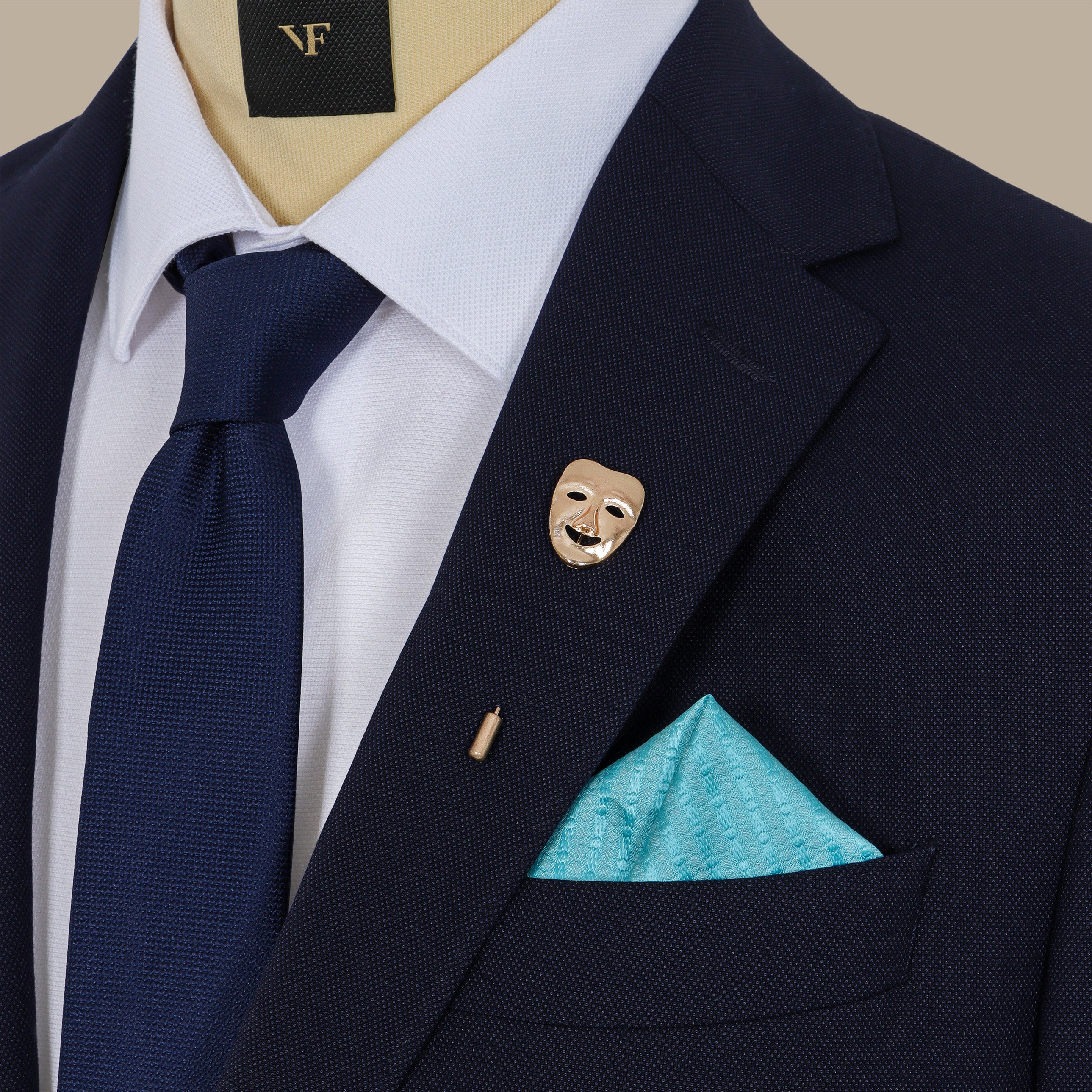 Turquoise Pocket Square with Printed Circles