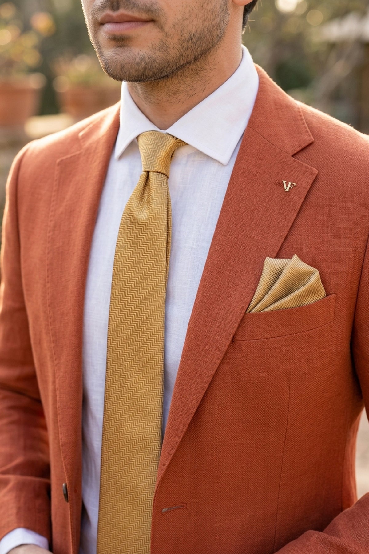 Khaki Oxford Pocket Square