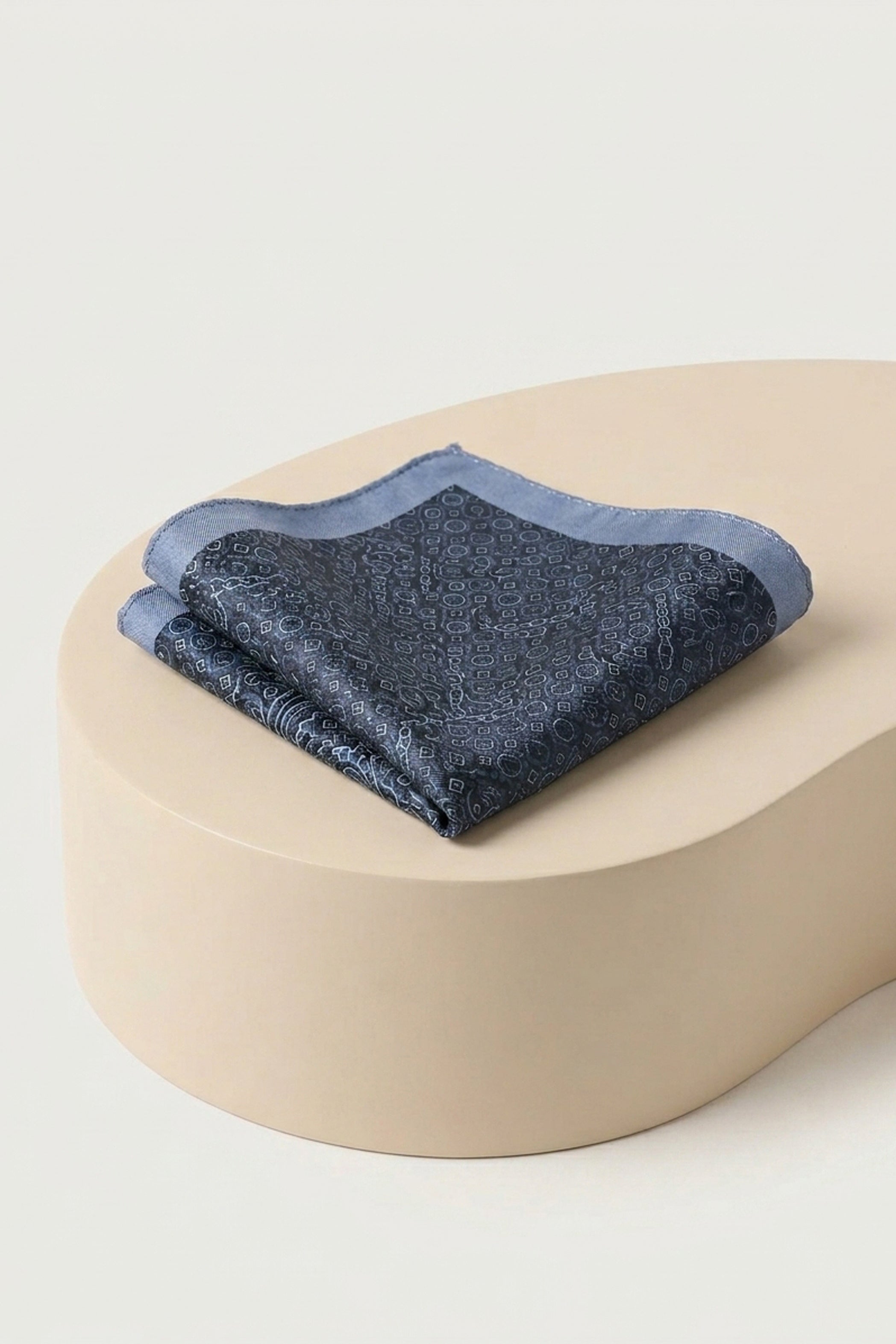 Navy Printed Pocket Square