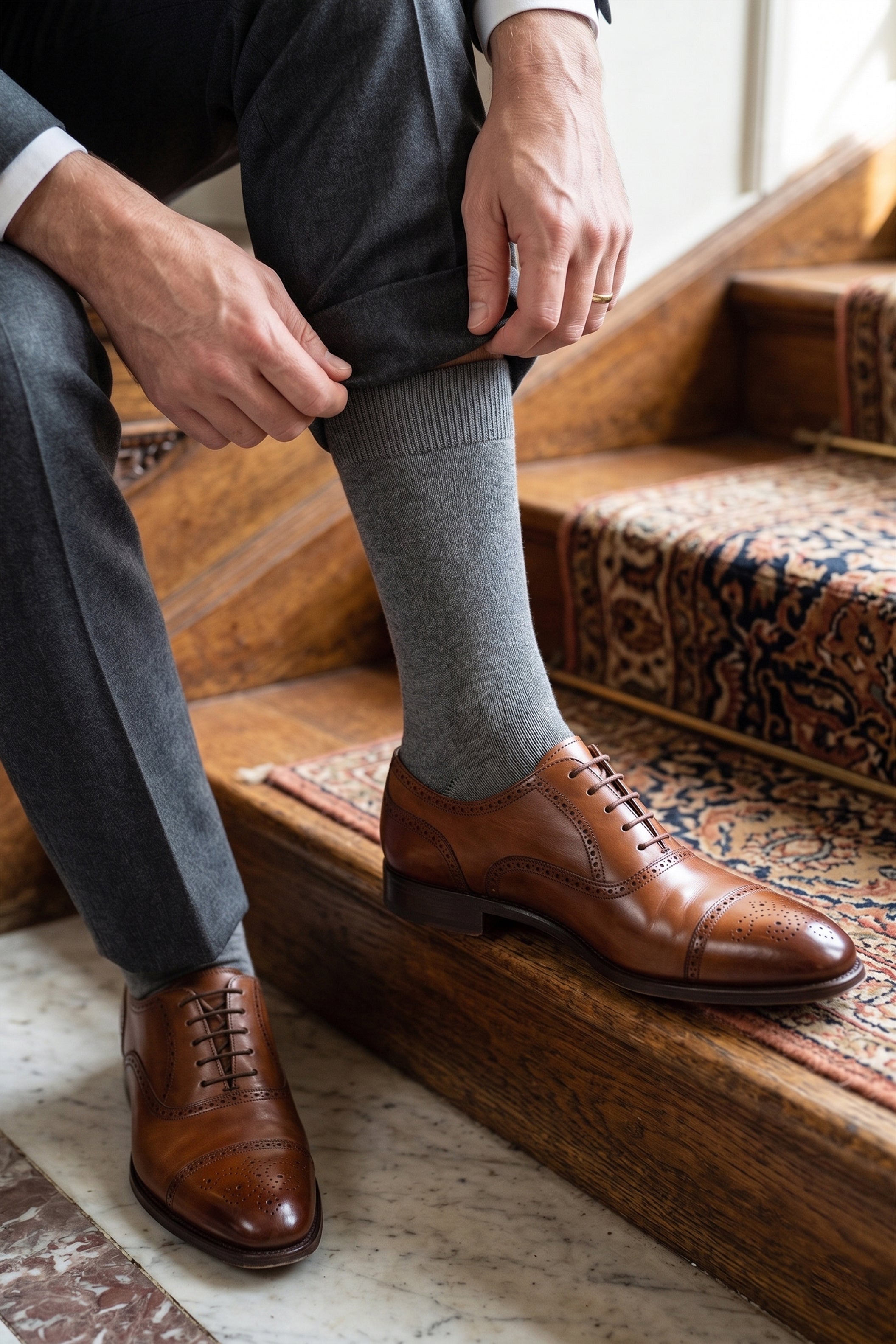 Grey Fil D'Écosse Socks