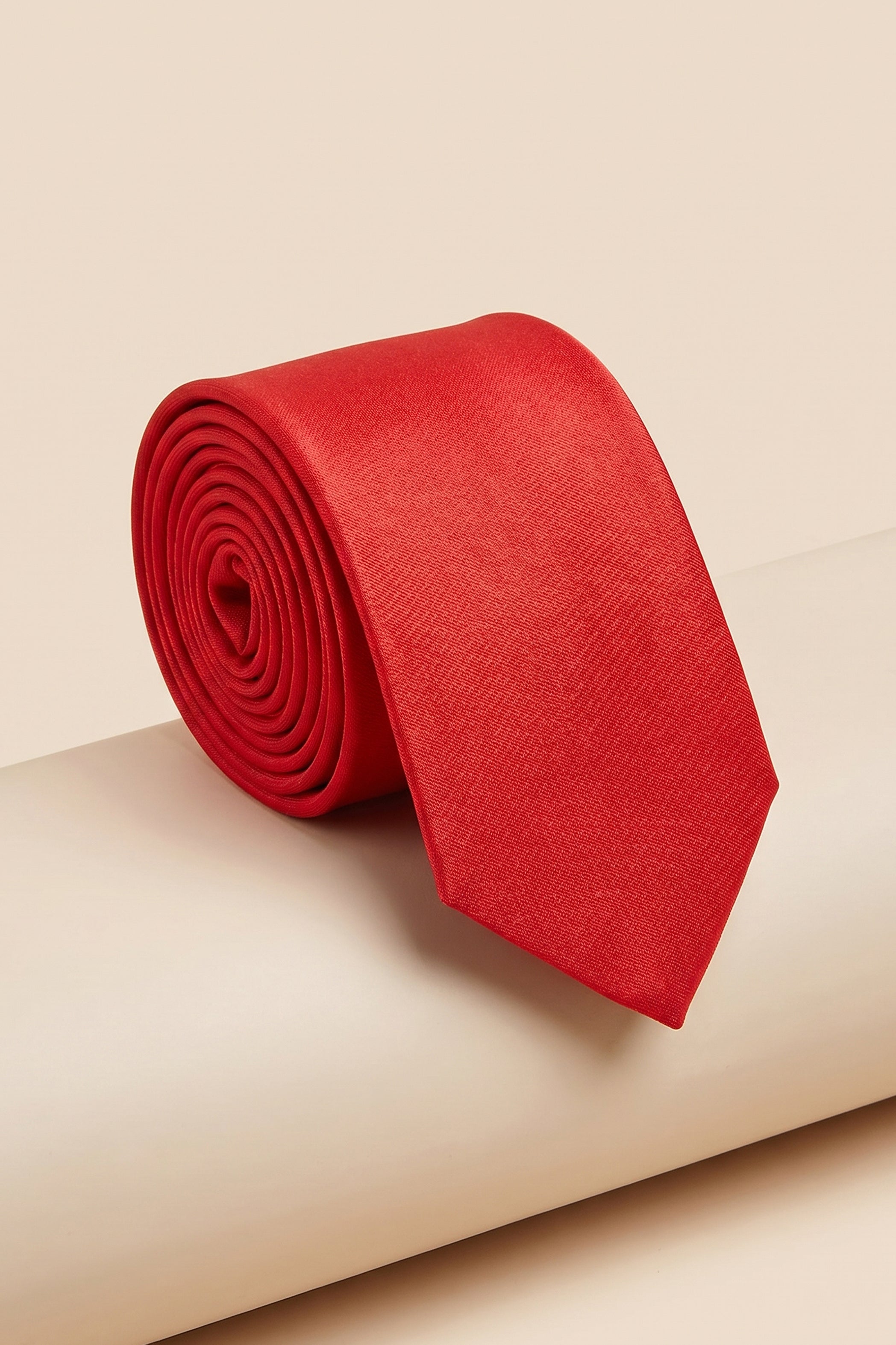Red Satin Plain Tie Set