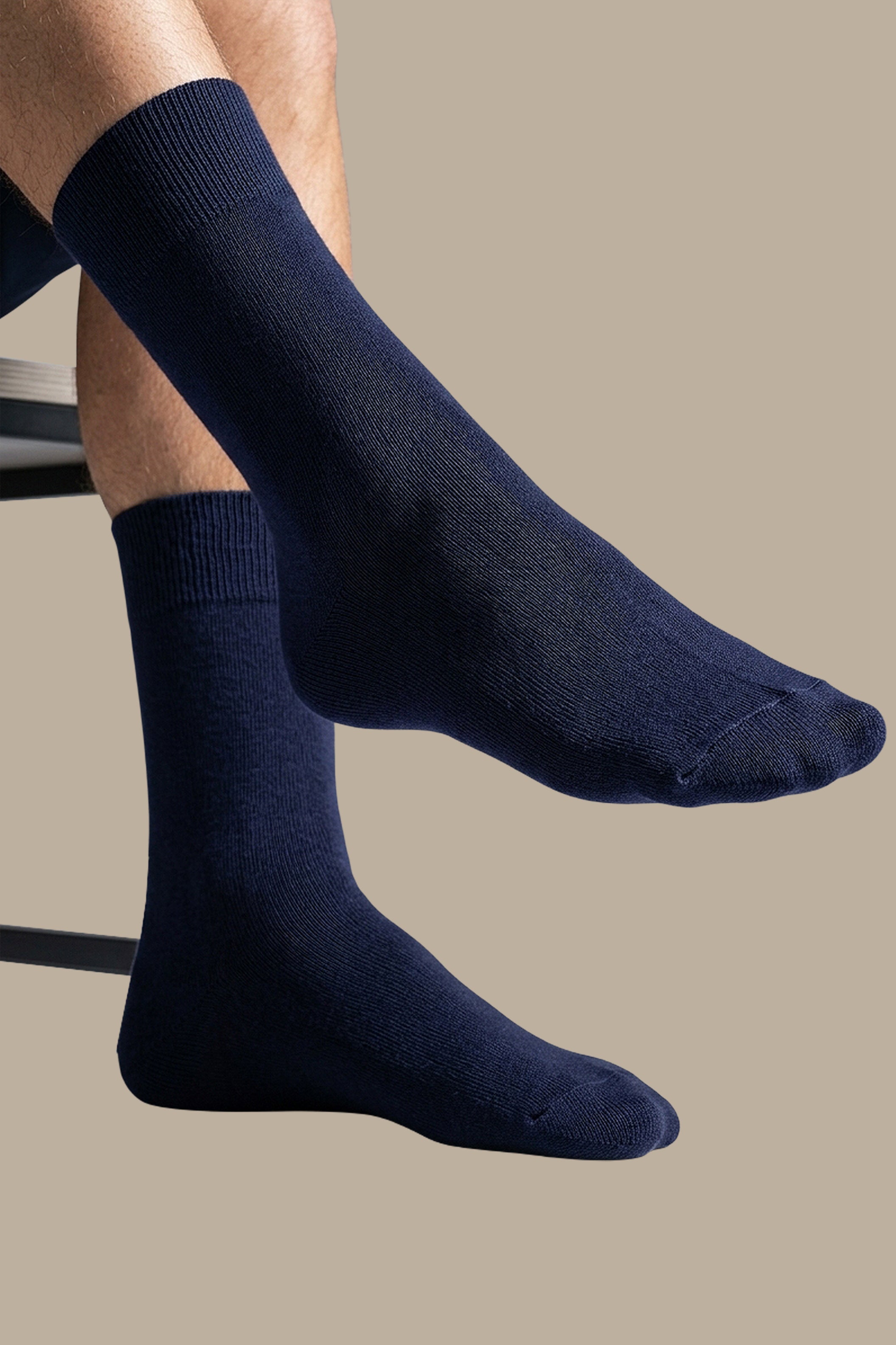 Navy Long Basic D'Écosse Socks