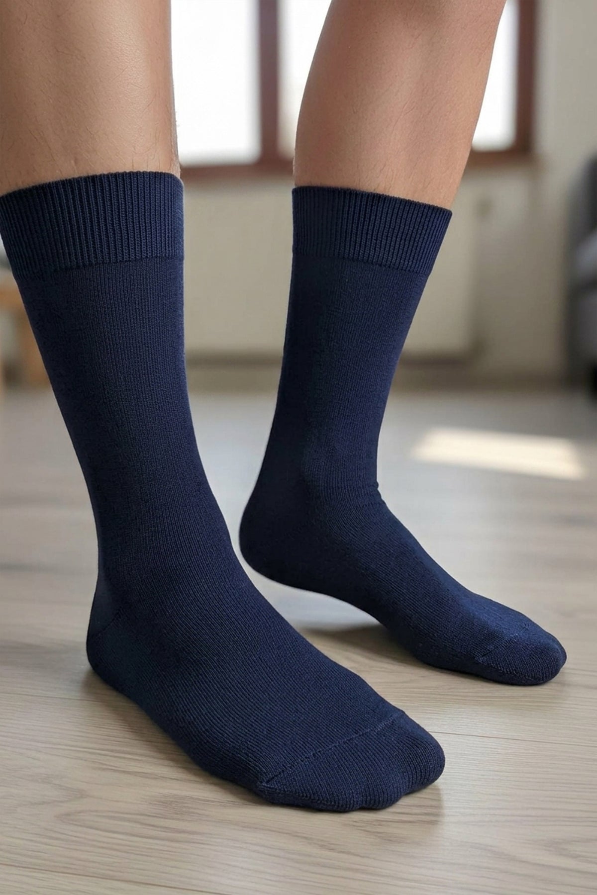 Navy Long Basic D'Écosse Socks