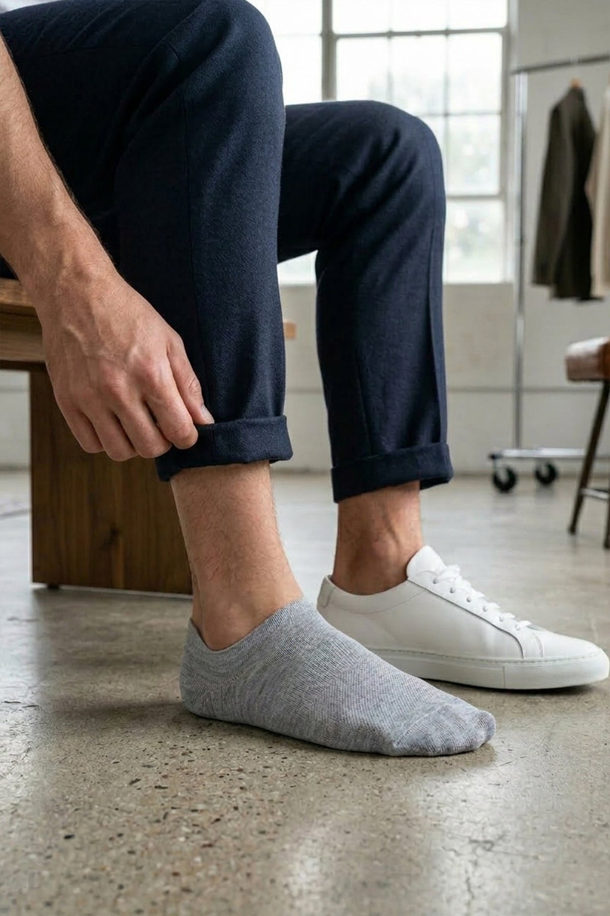 Light Grey Basic Half-Down Socks