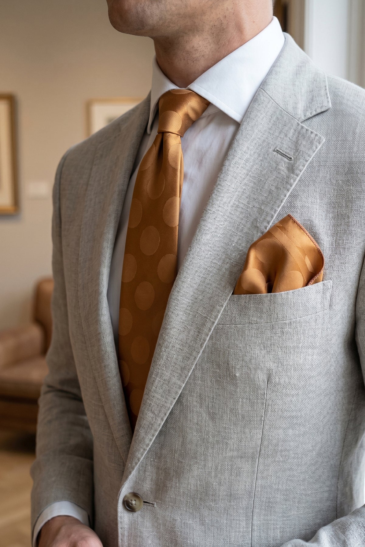 Mustard Polka Dot Tie Set