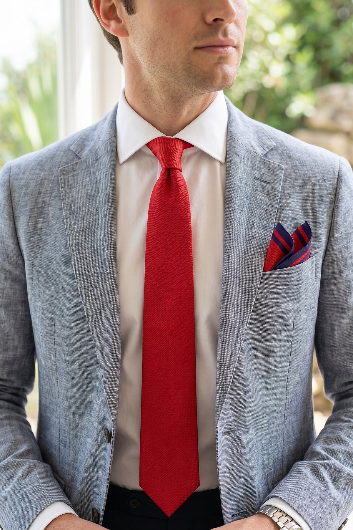 Red Solid Structure Tie Set